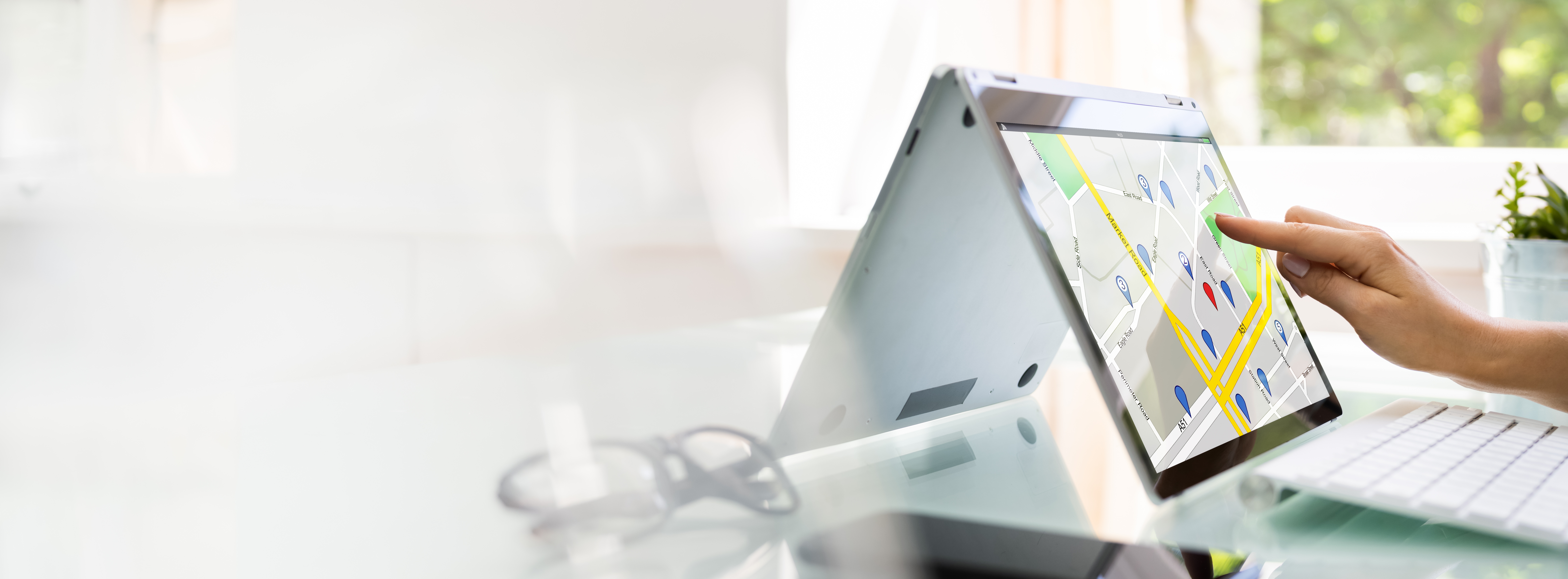 Person using map on tablet