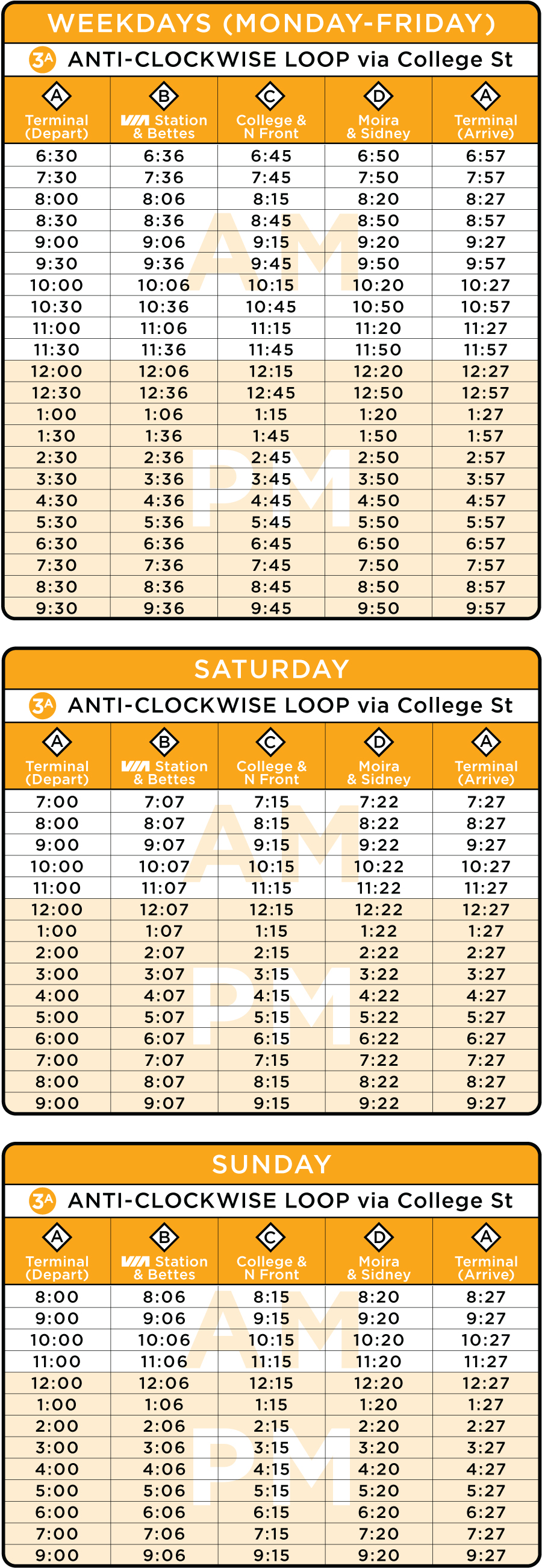 Route 3A Schedule