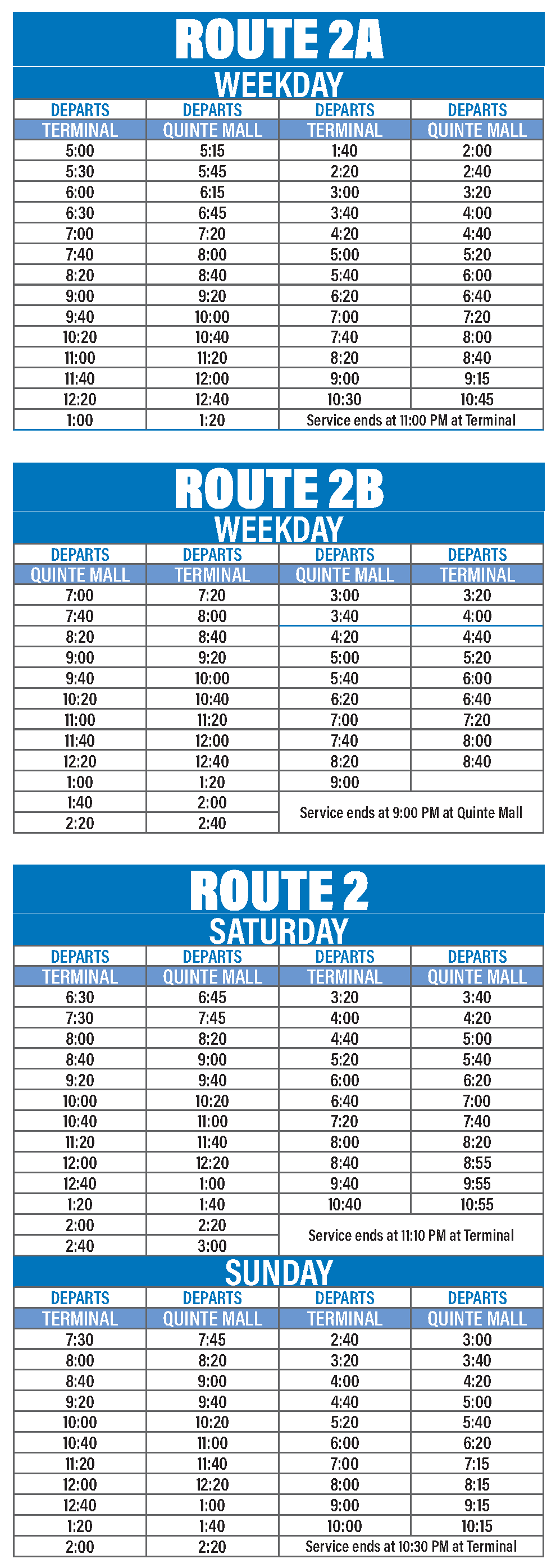 Route 2 Schedule