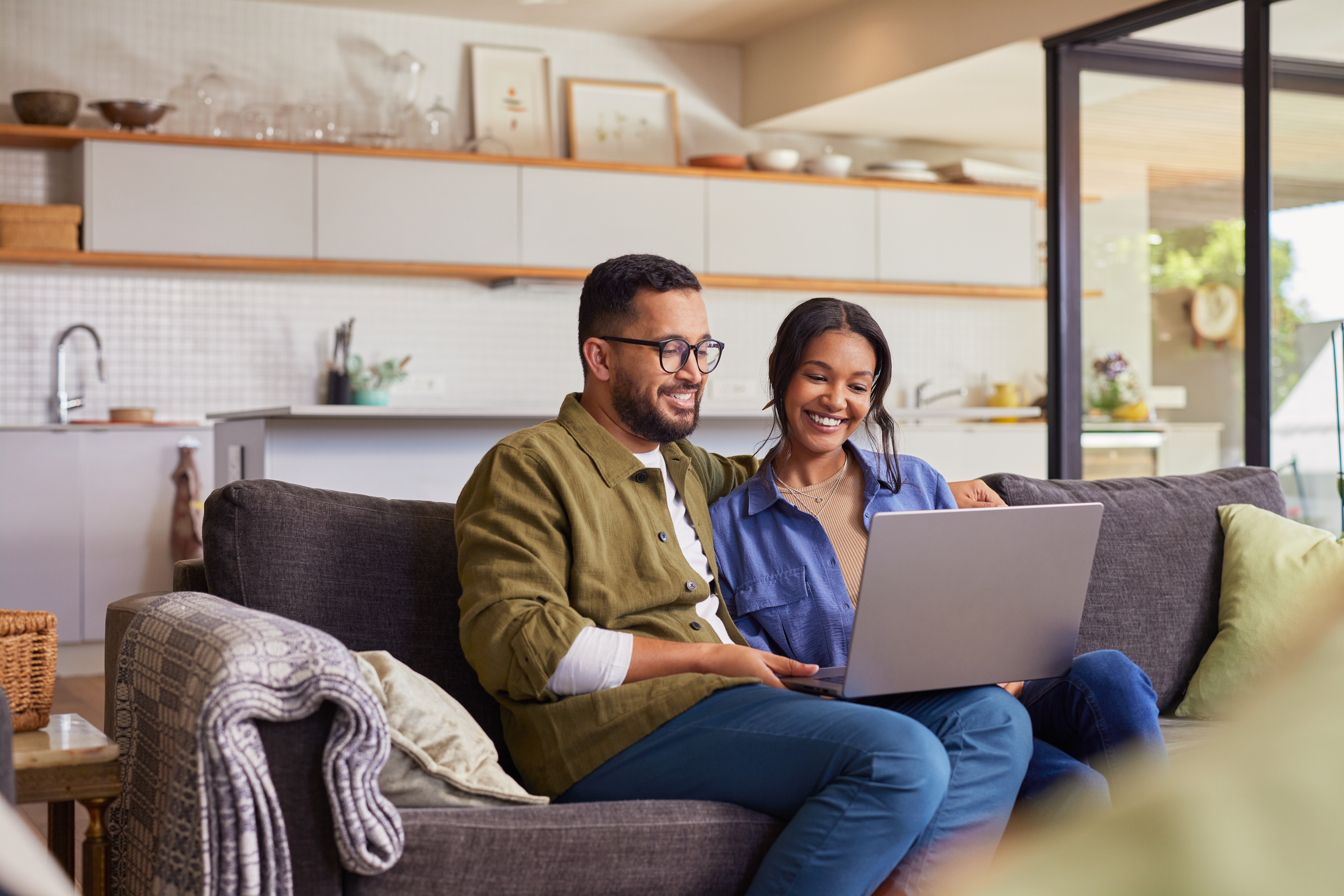 Couple looking at computer