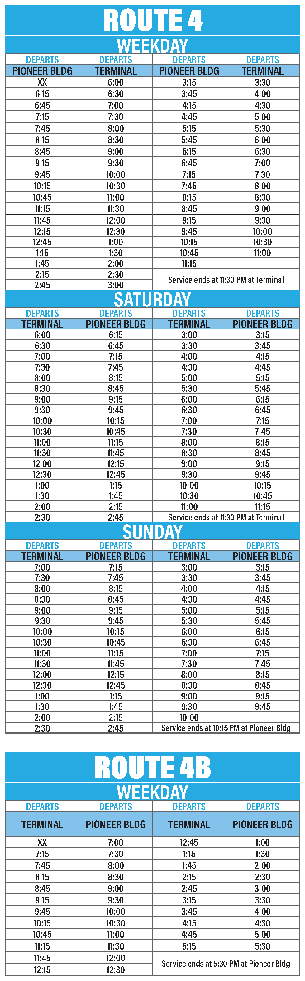 Route 4 Schedule