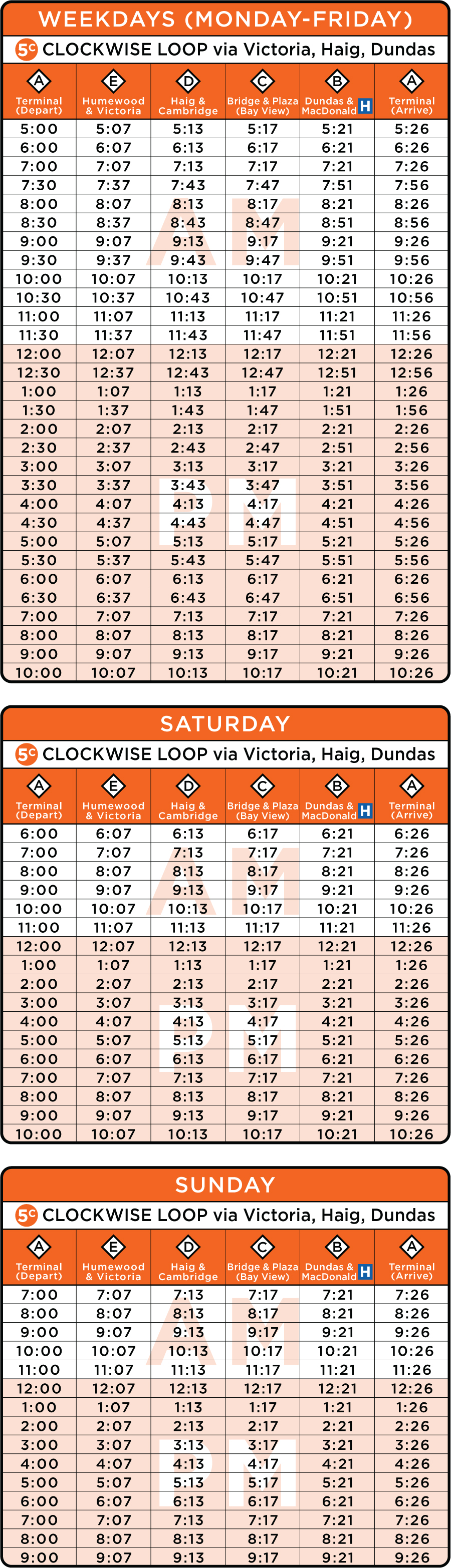 Route 5C Schedule
