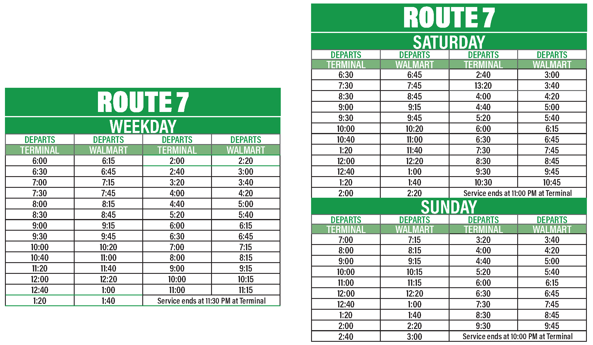 Route 7 Schedule