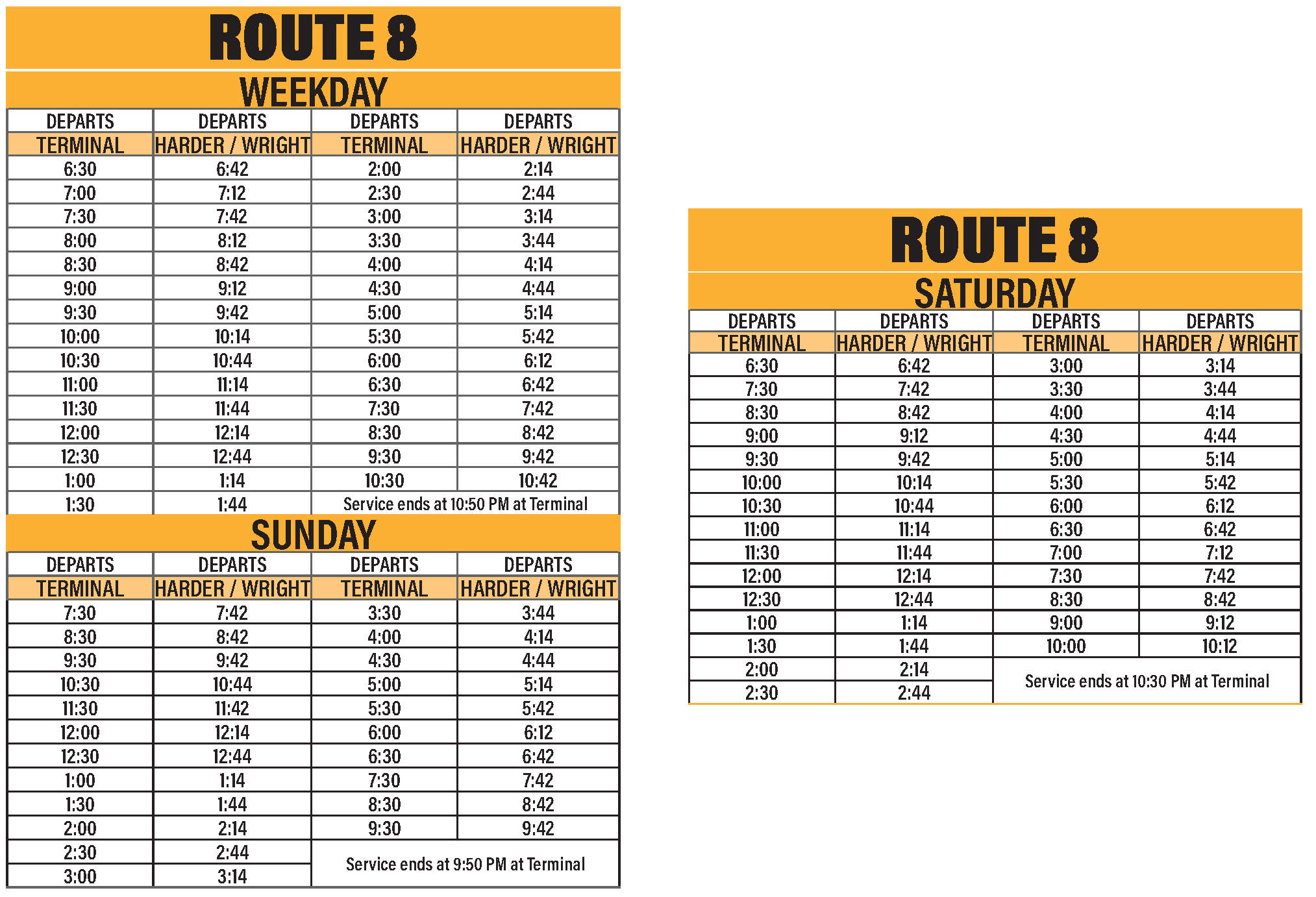 Route 8 Schedule