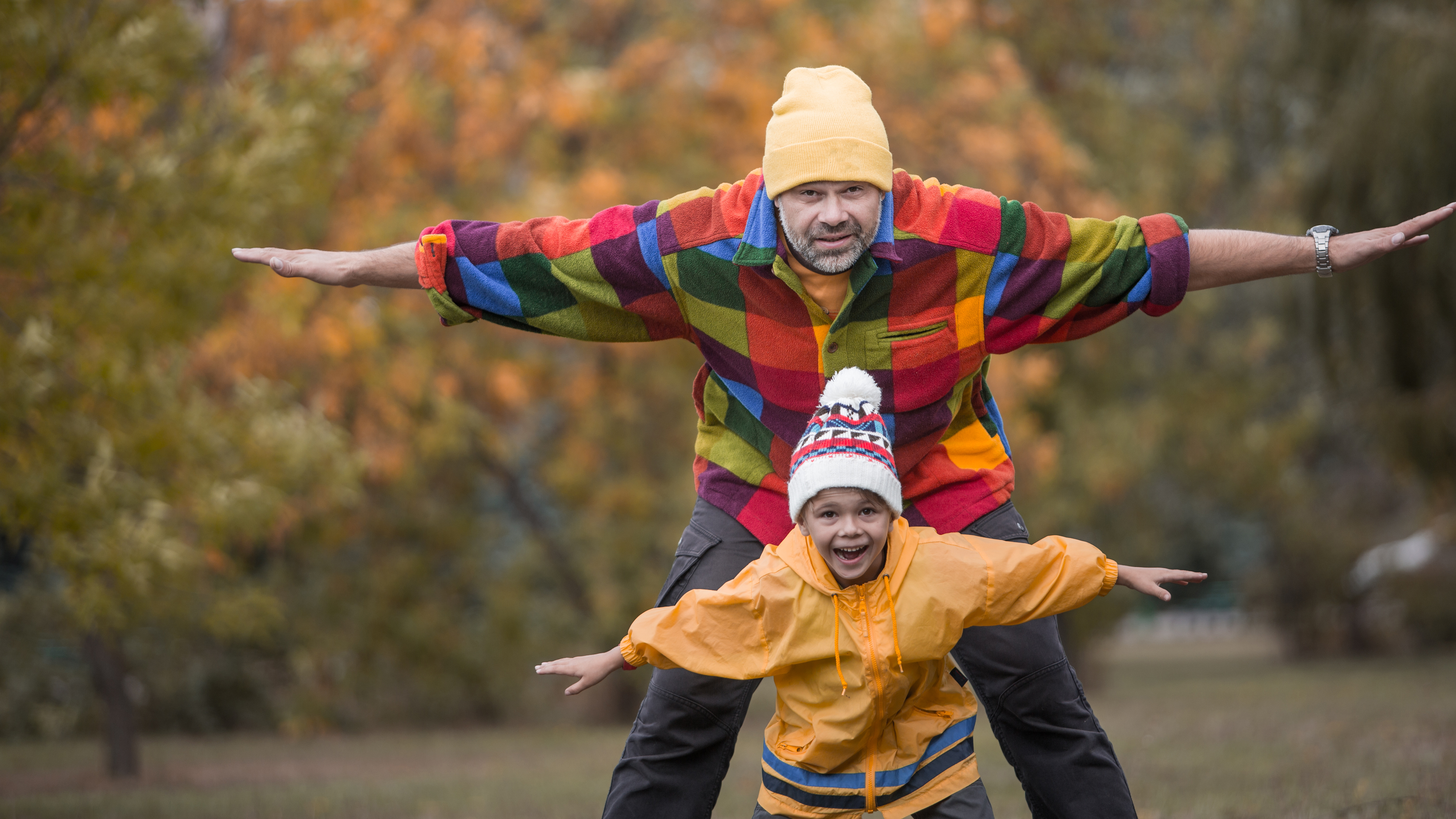 Father and son having fun spending time together