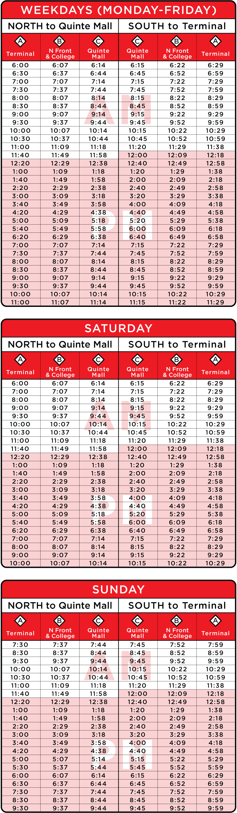 Route 1 Schedule