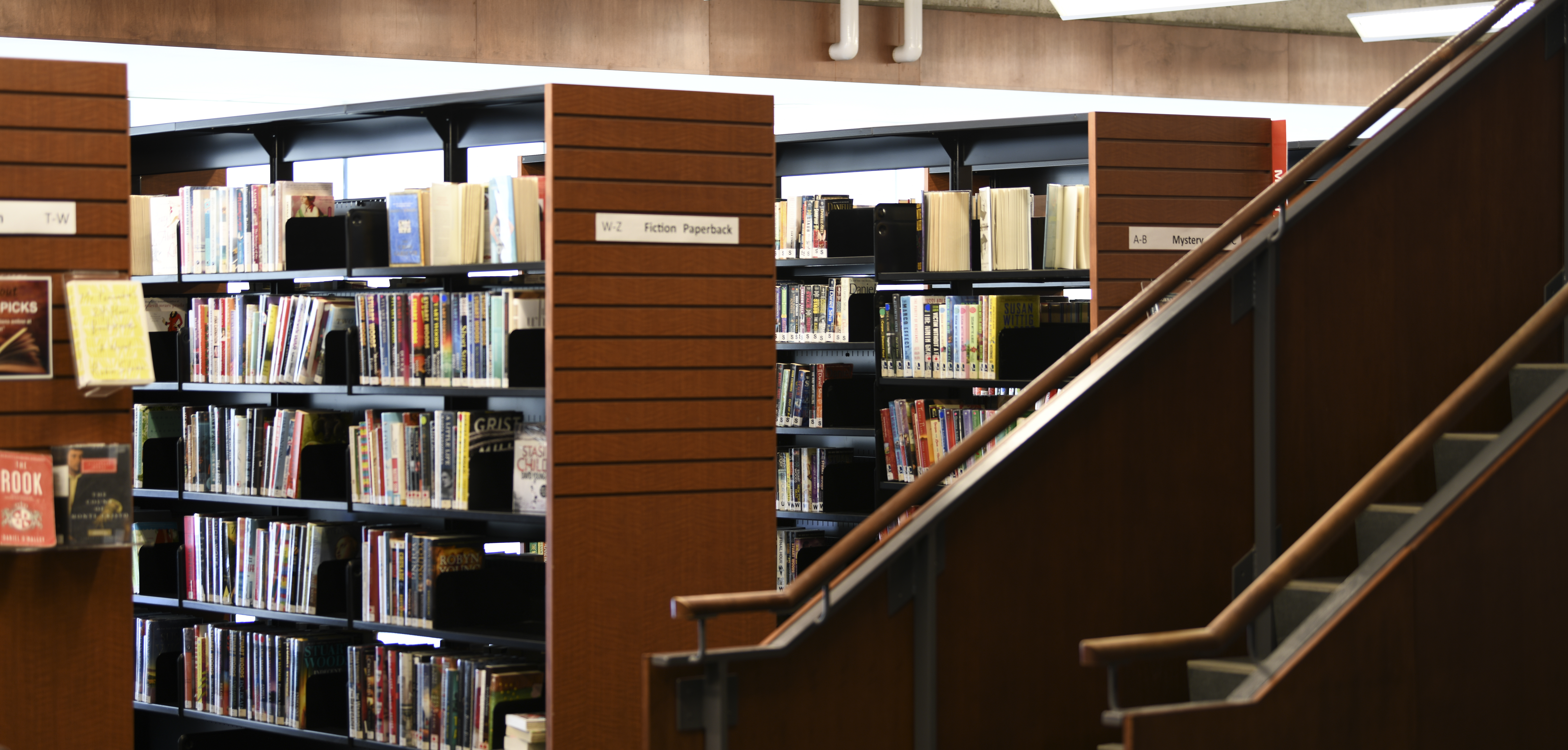 Book shelves in Belleville Public Library