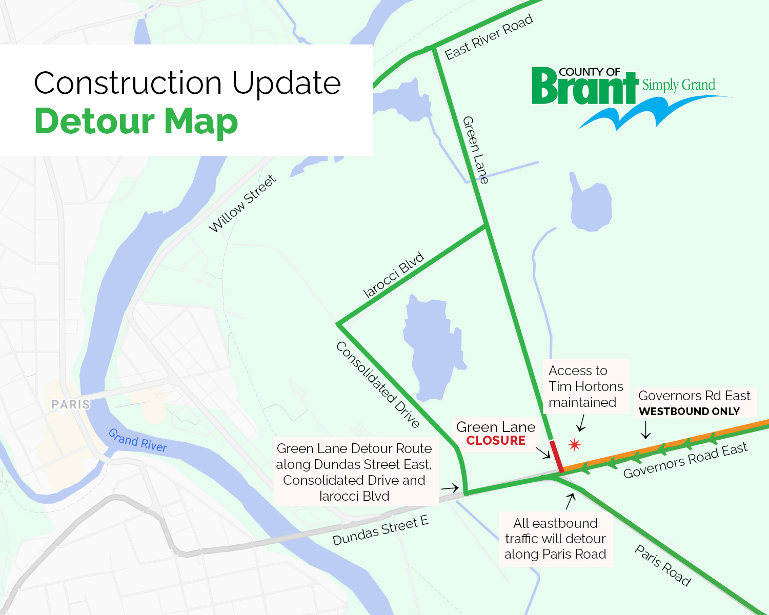 Dundas Street Detour Map