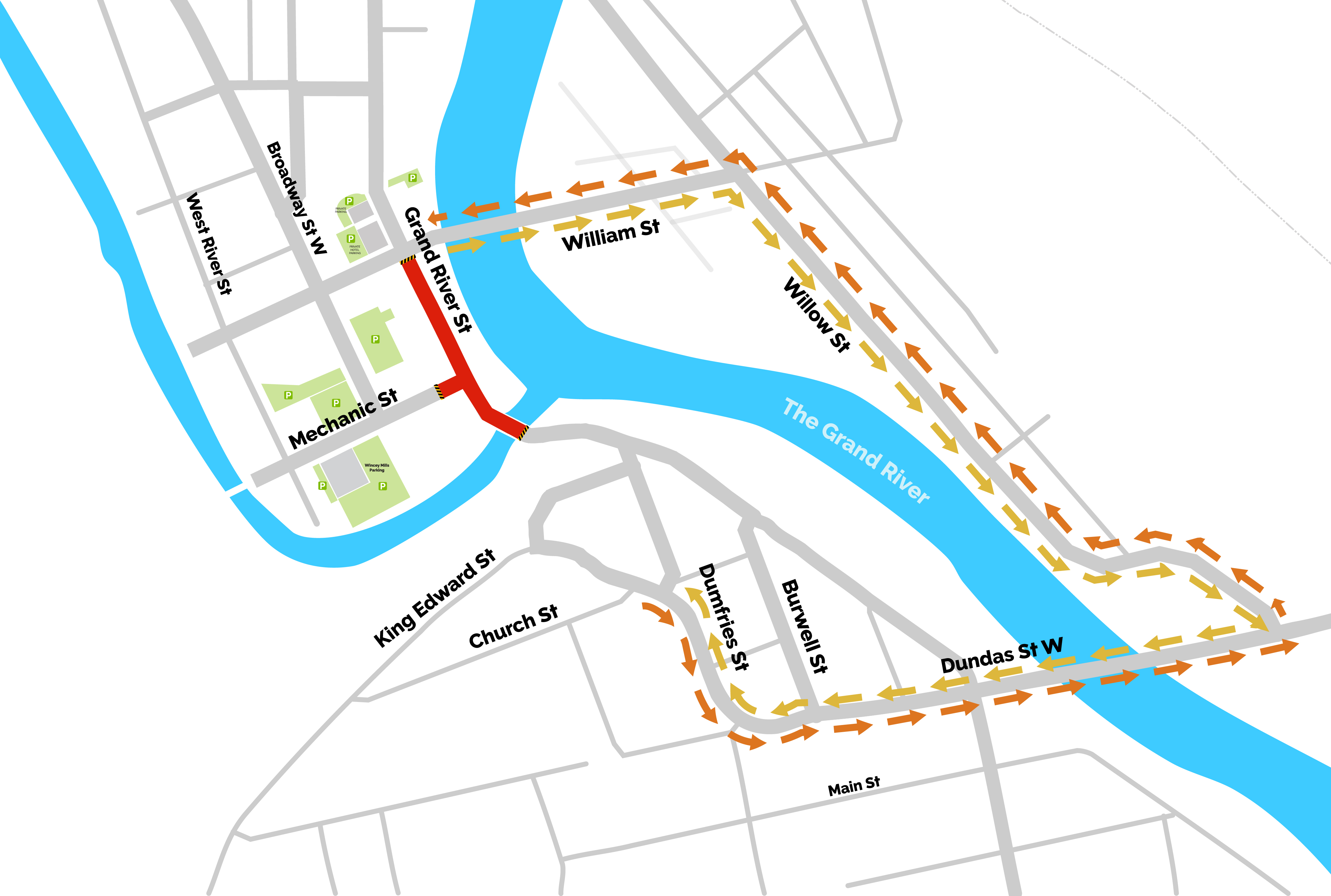 Downtown Paris Detour Map