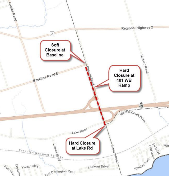 Bennett Road Closure Map
