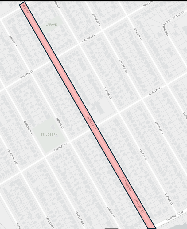 2025 Asphalt Resurfacing Anthony Street Map