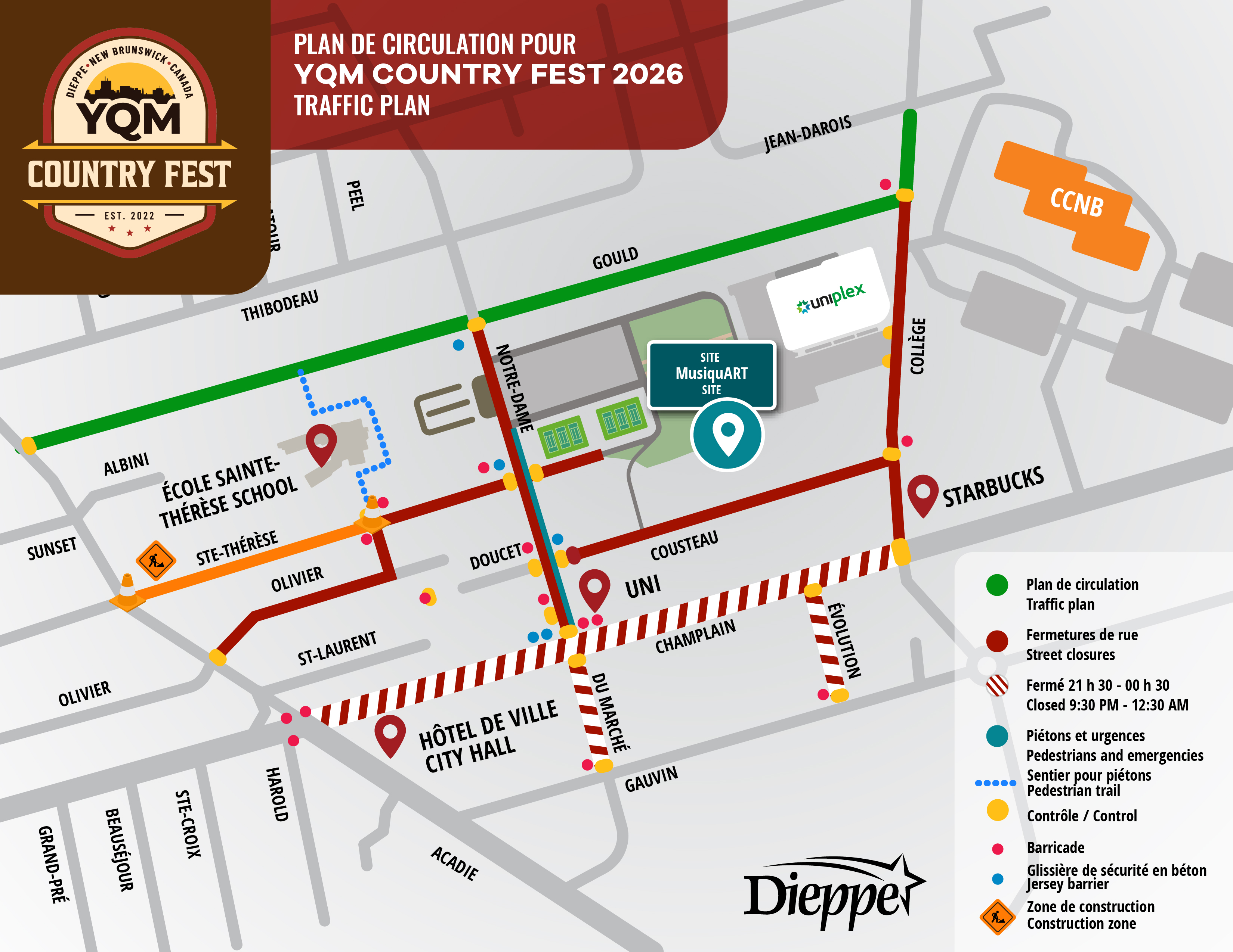 Plan de circulation YQM Country Fest 2026
