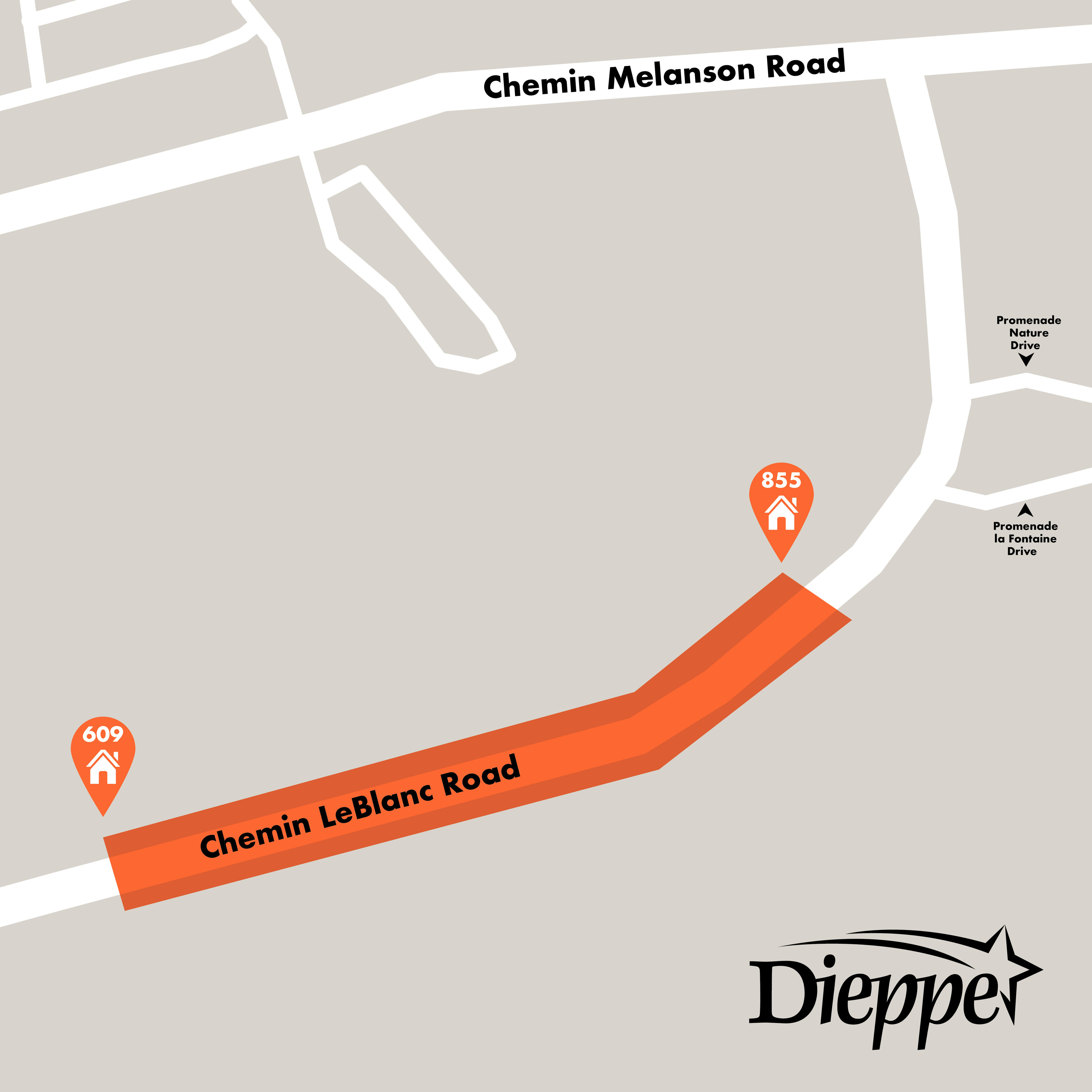 Carte montrant les limites du chantier de construction
