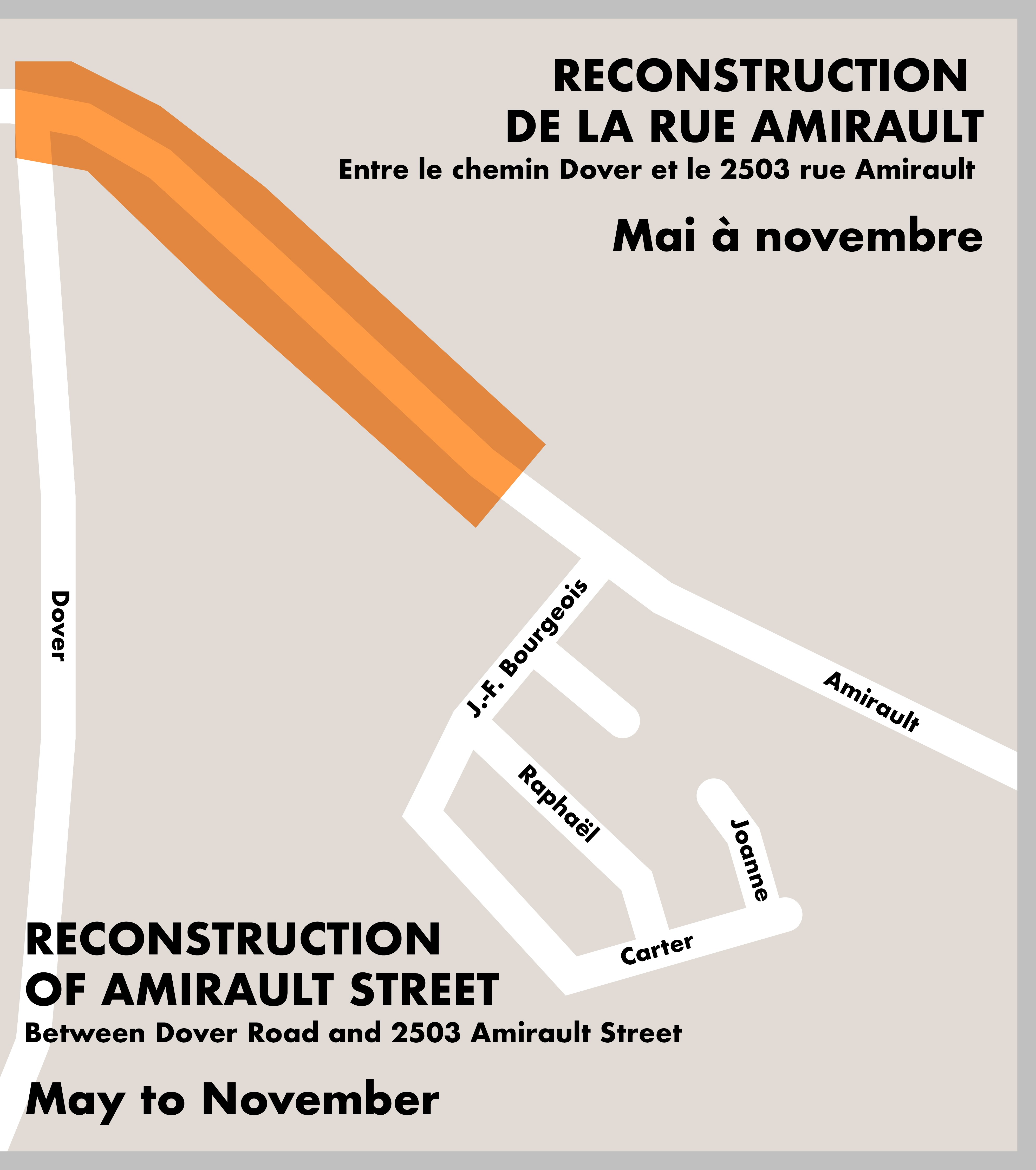 Map showing the limits of the construction zone