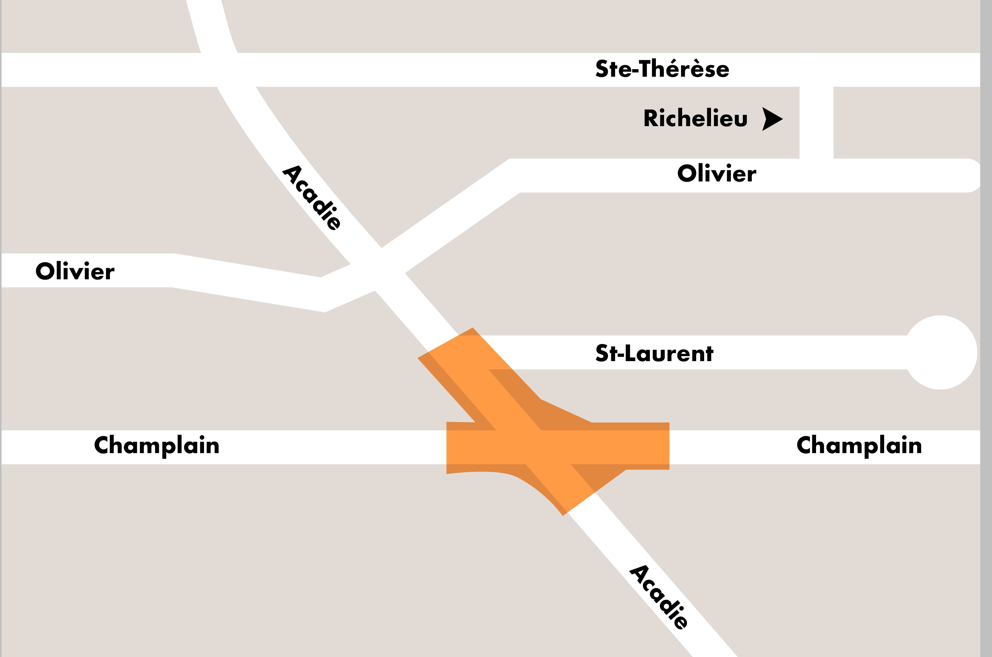 Map showing the limits of the construction zone