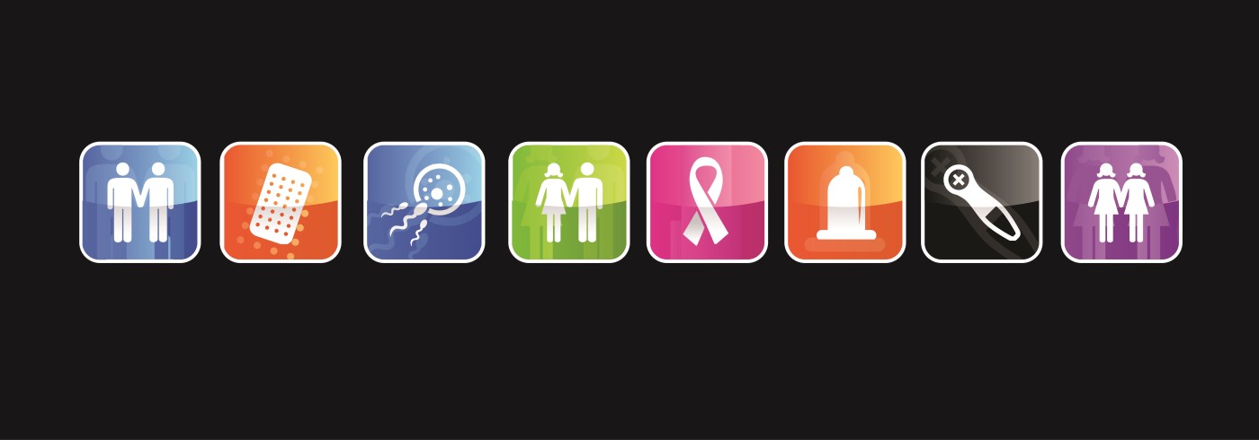 Collage of sexual health icons