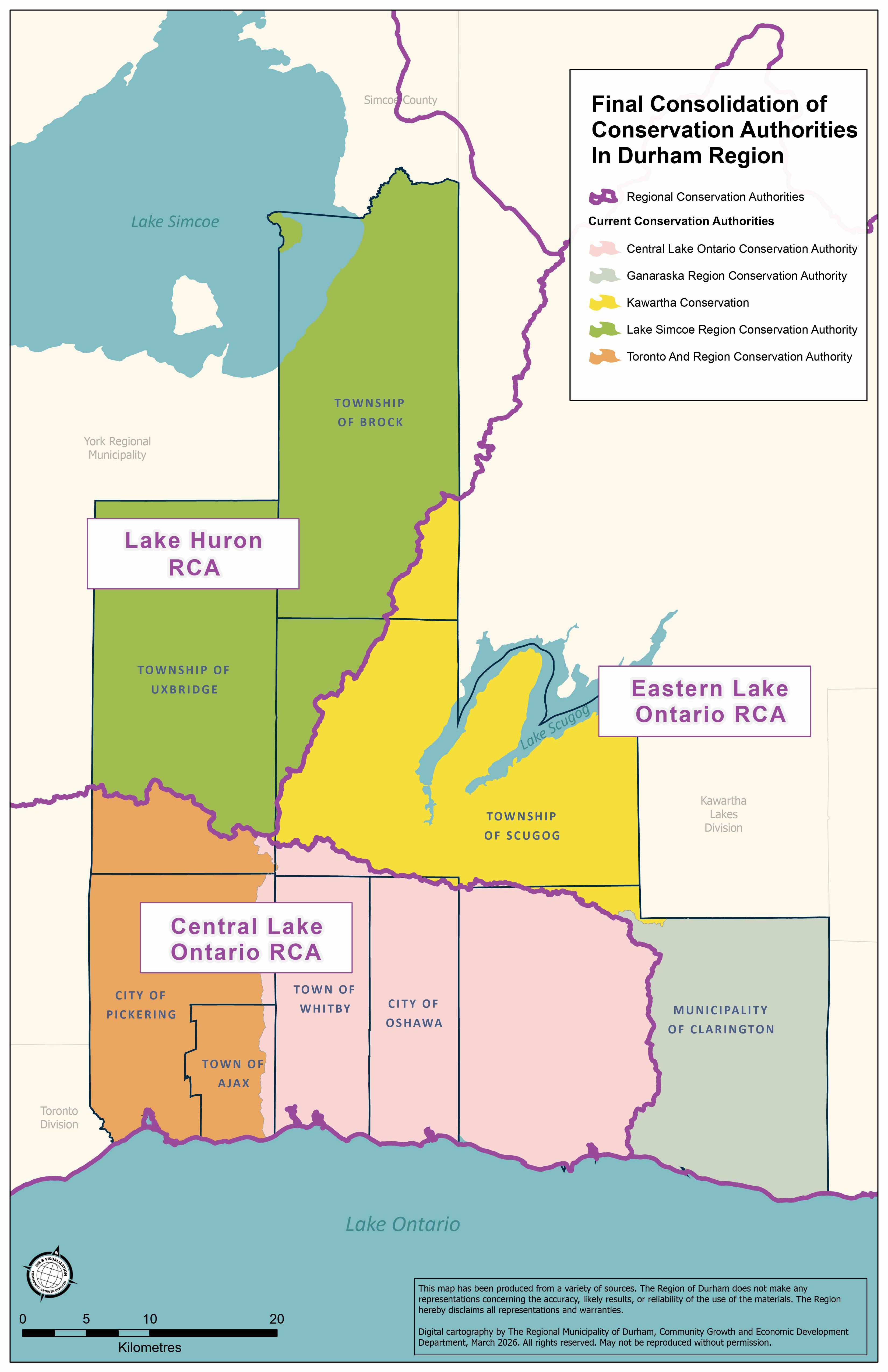 Map showing new boundaries for Conservation Authorities in Durham Region