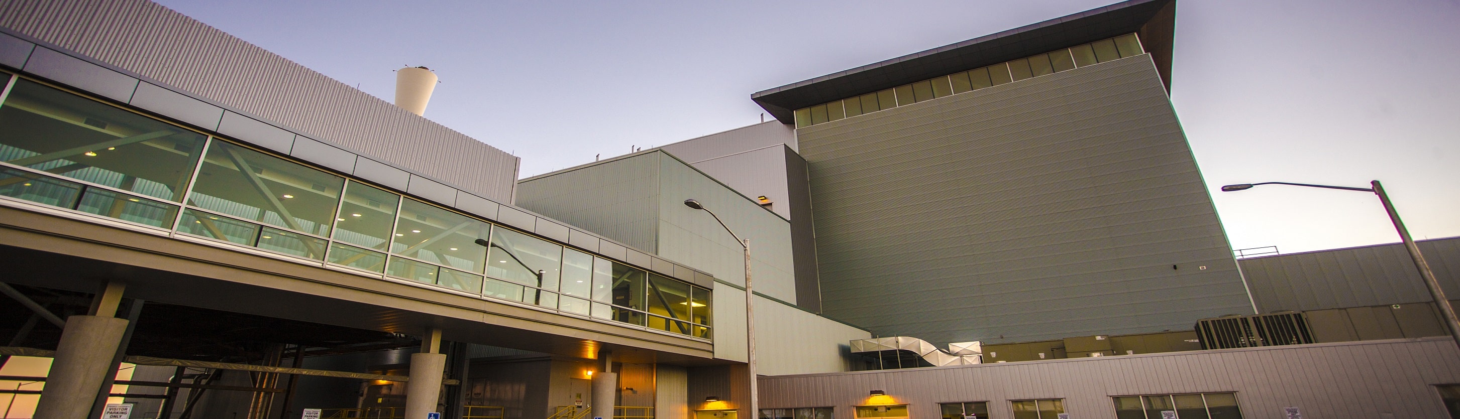 Exterior view of the Durham York Energy Centre bridge.