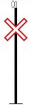 Unprotected railway sign with a red crossbuck