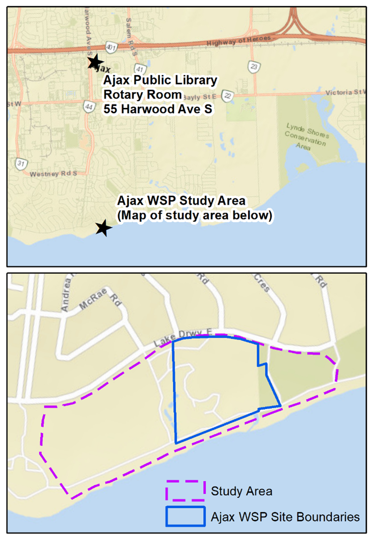 Map showing location of PIC and Ajax WSP