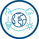 Earth with climate icons