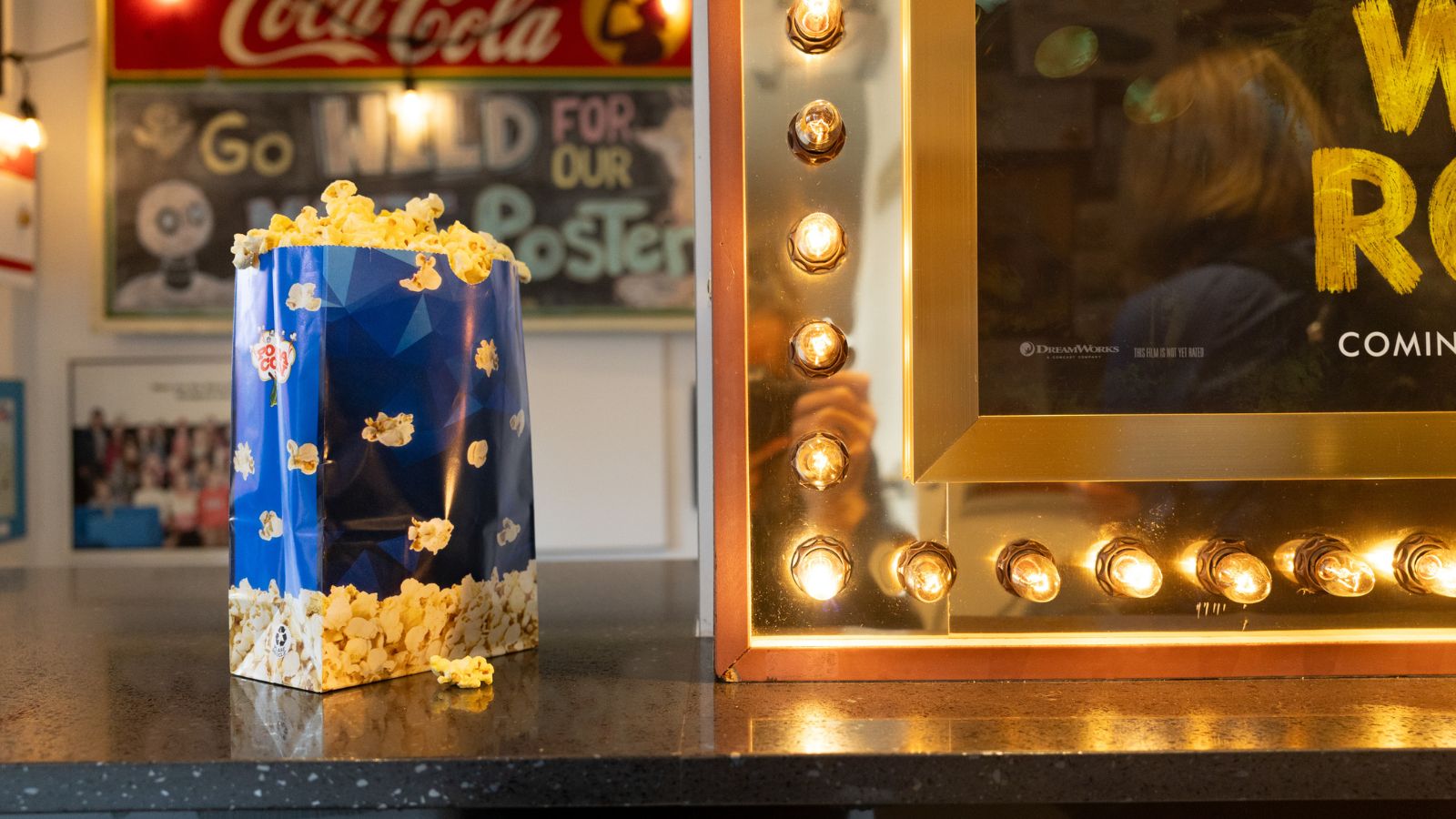 Popcorn at the concession stand at The Roxy Theatre in Uxbridge, Ontario