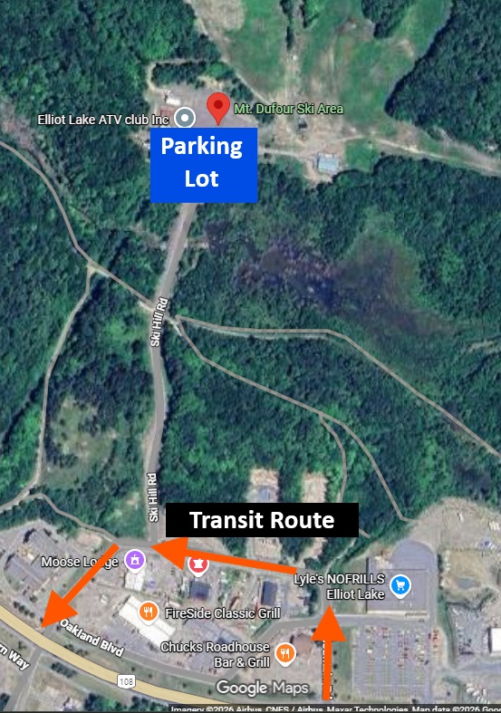 Ski Hill Location and Transit Route