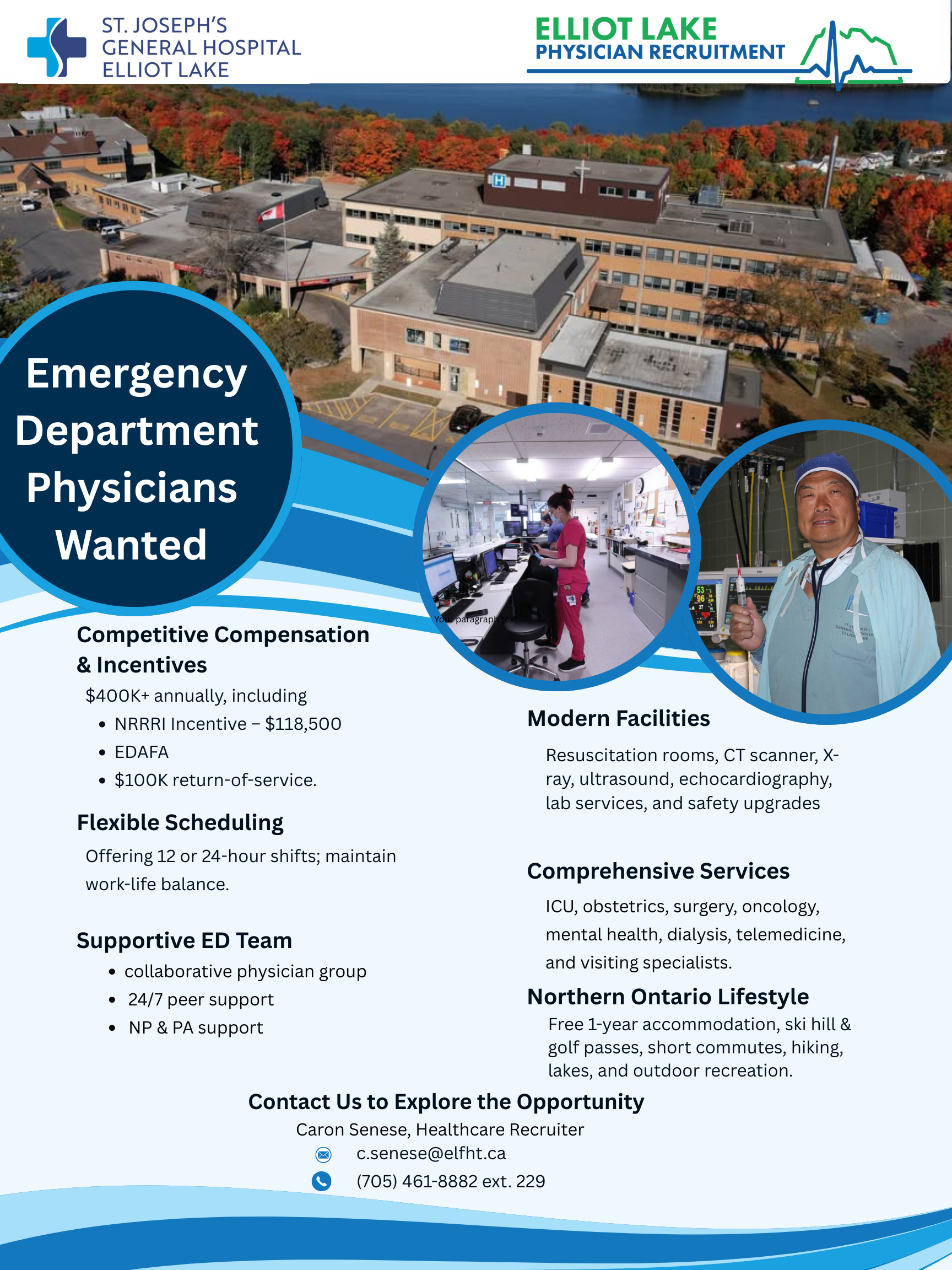 poster advertising emergency department physician positions at saint josephs general hospital