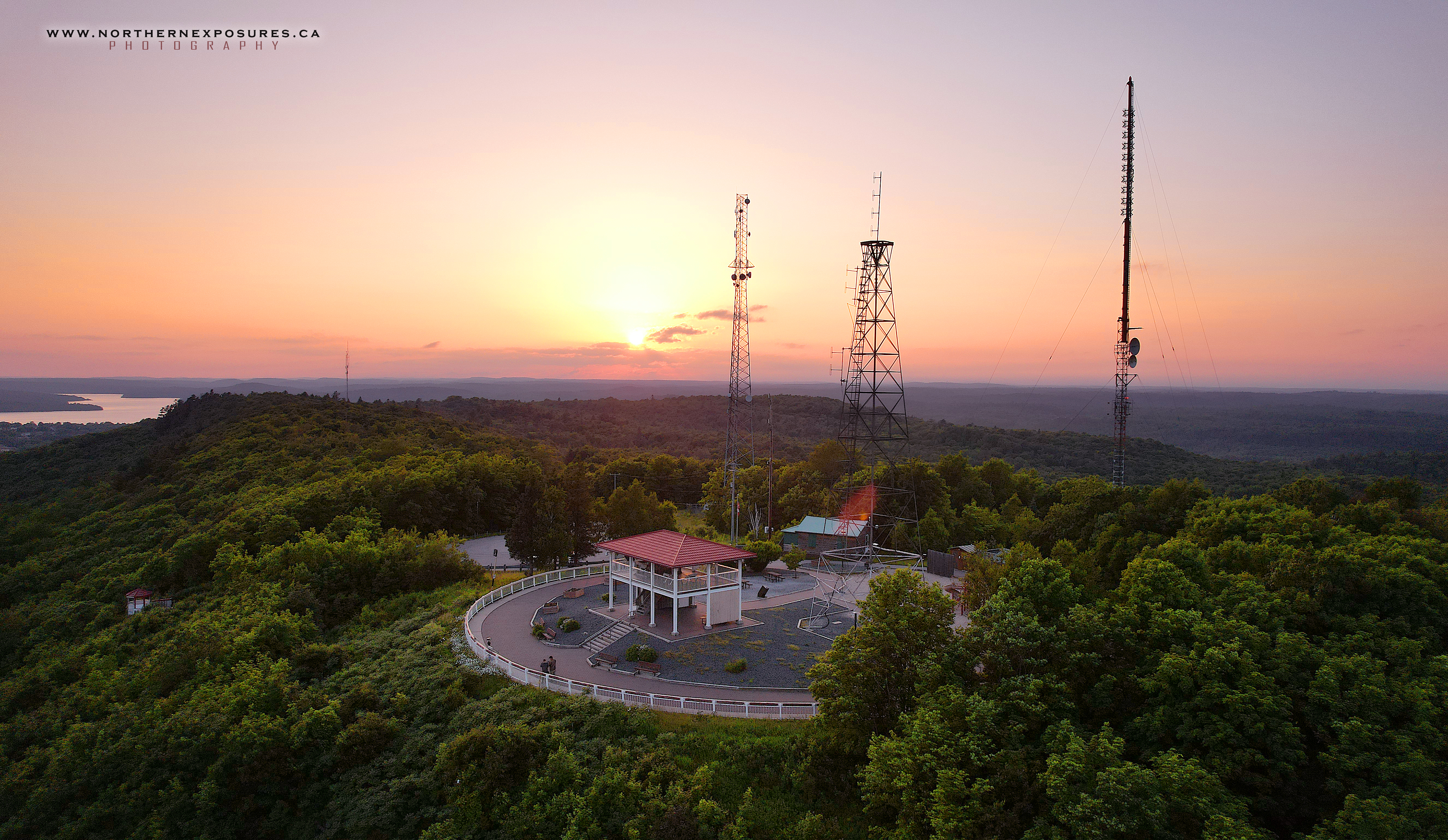 fire tower lookout drone shot