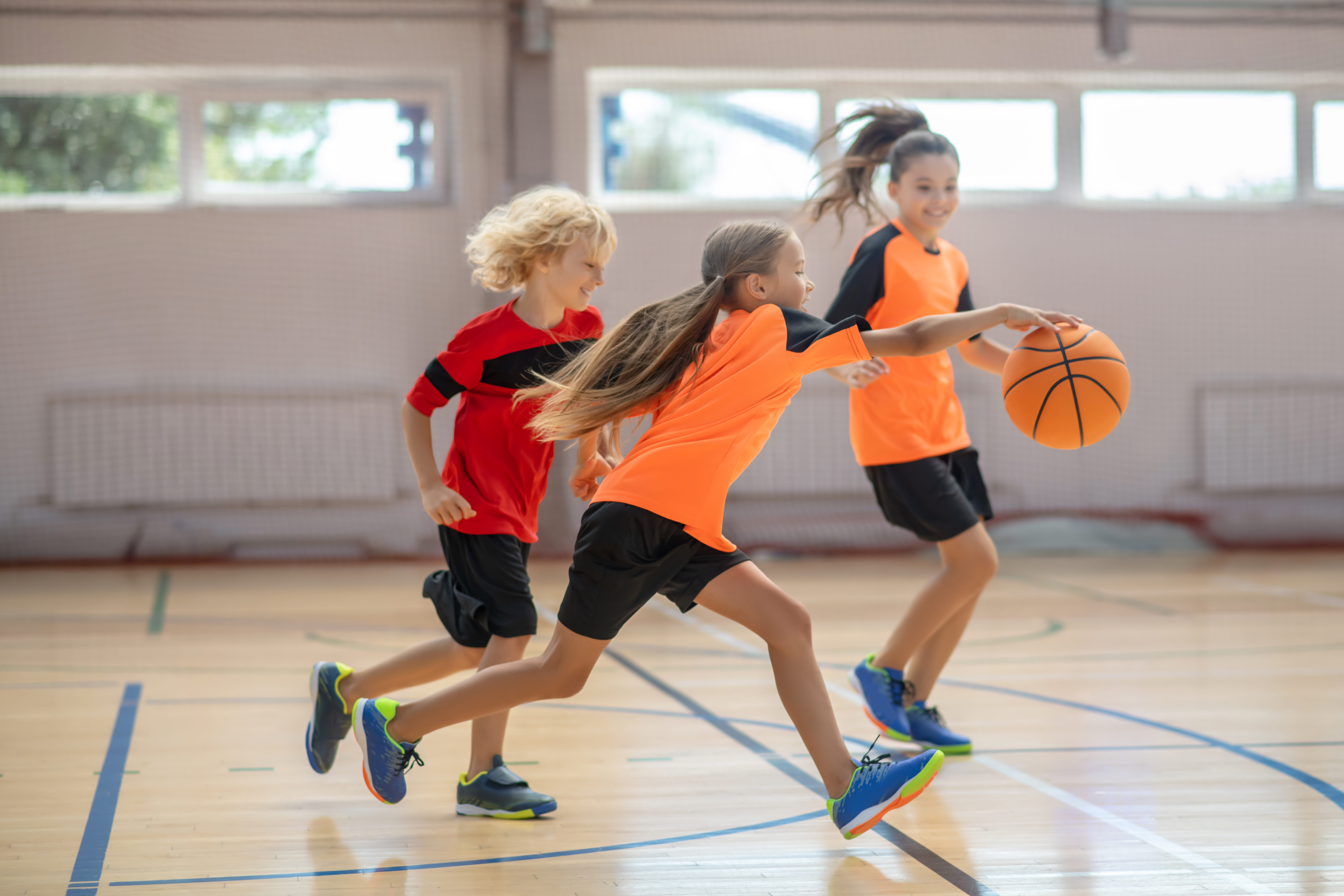 Kids playing basketball