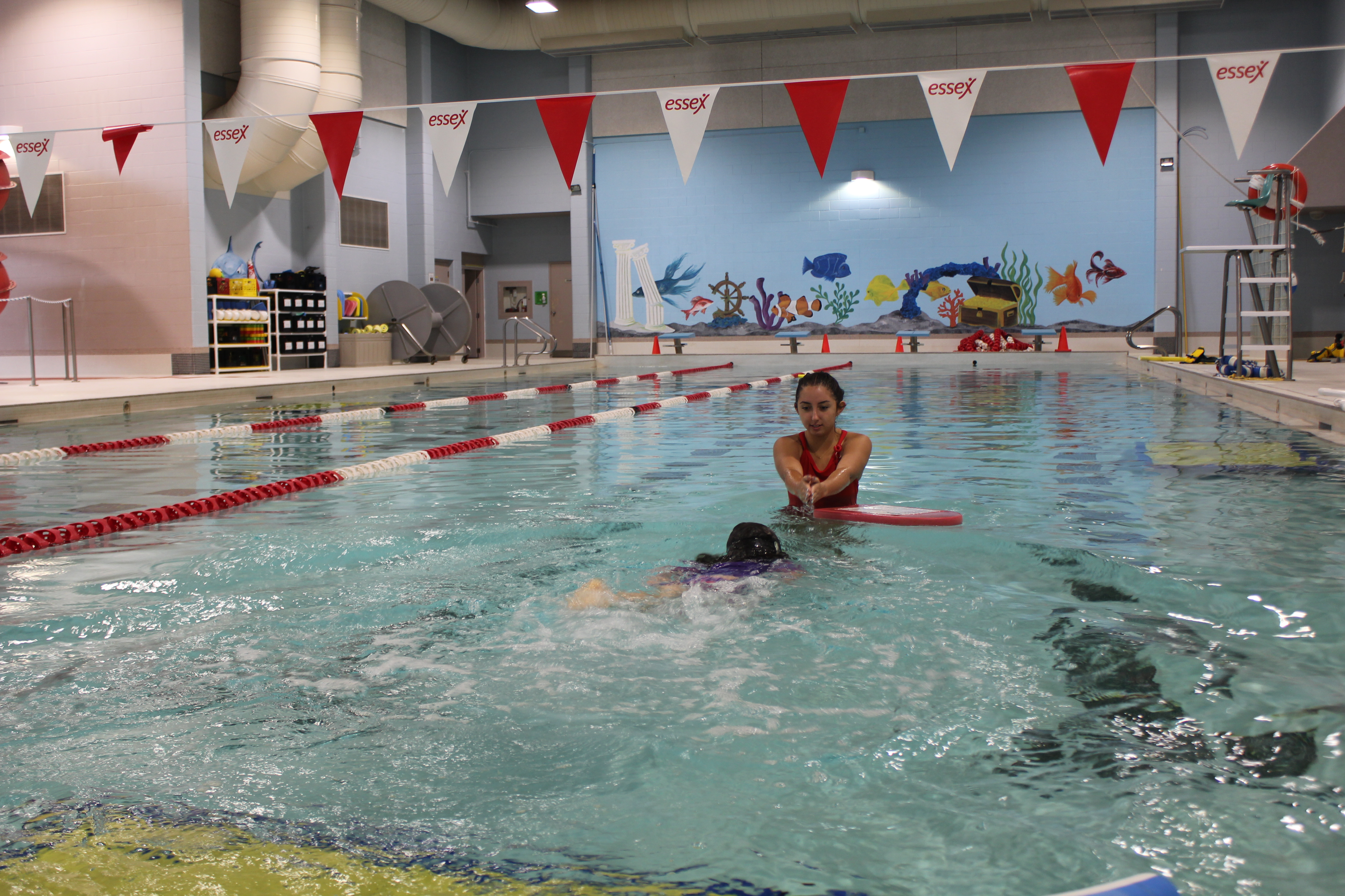 Group of kids at swimming lessons