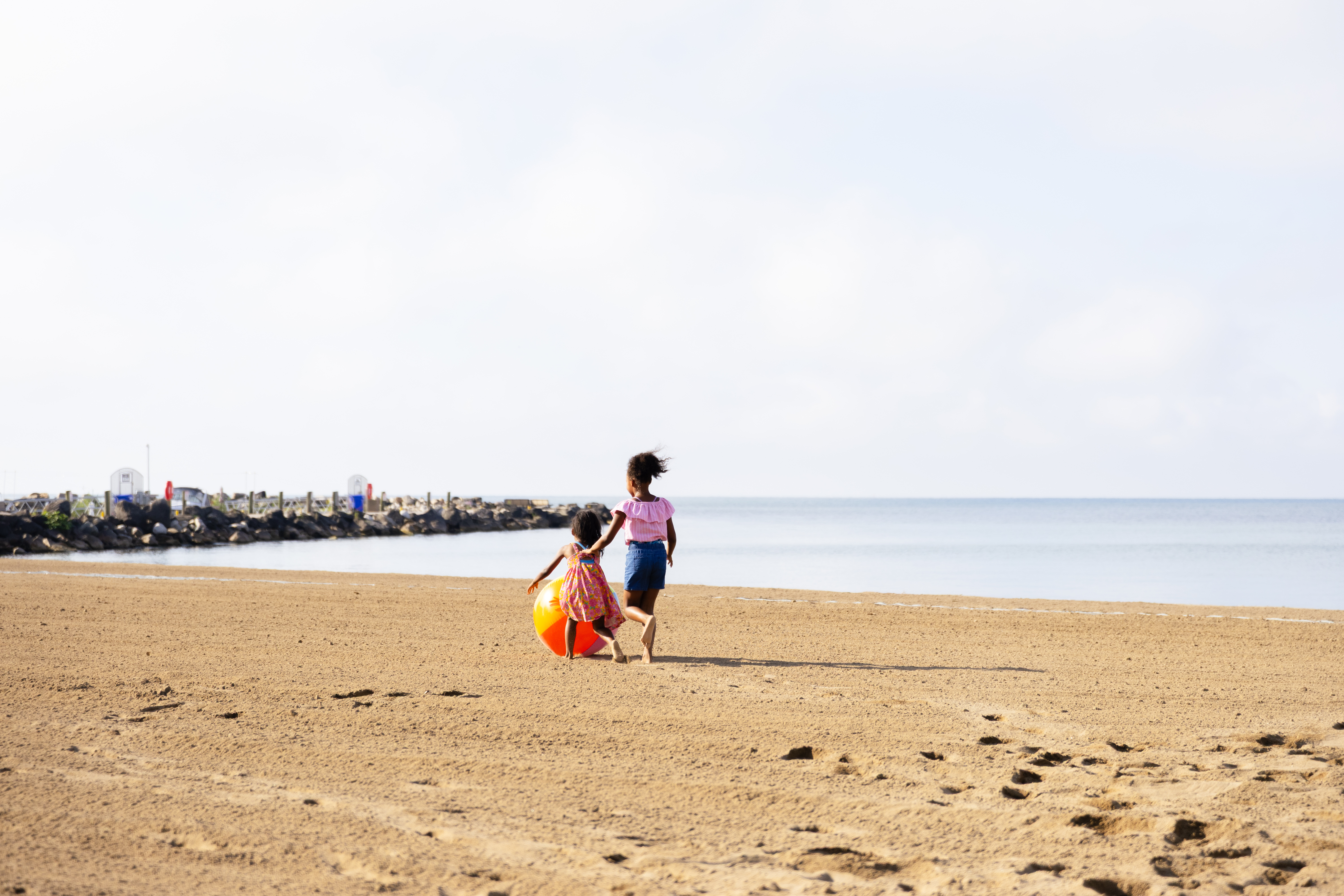 Kids running at Colchester Beach