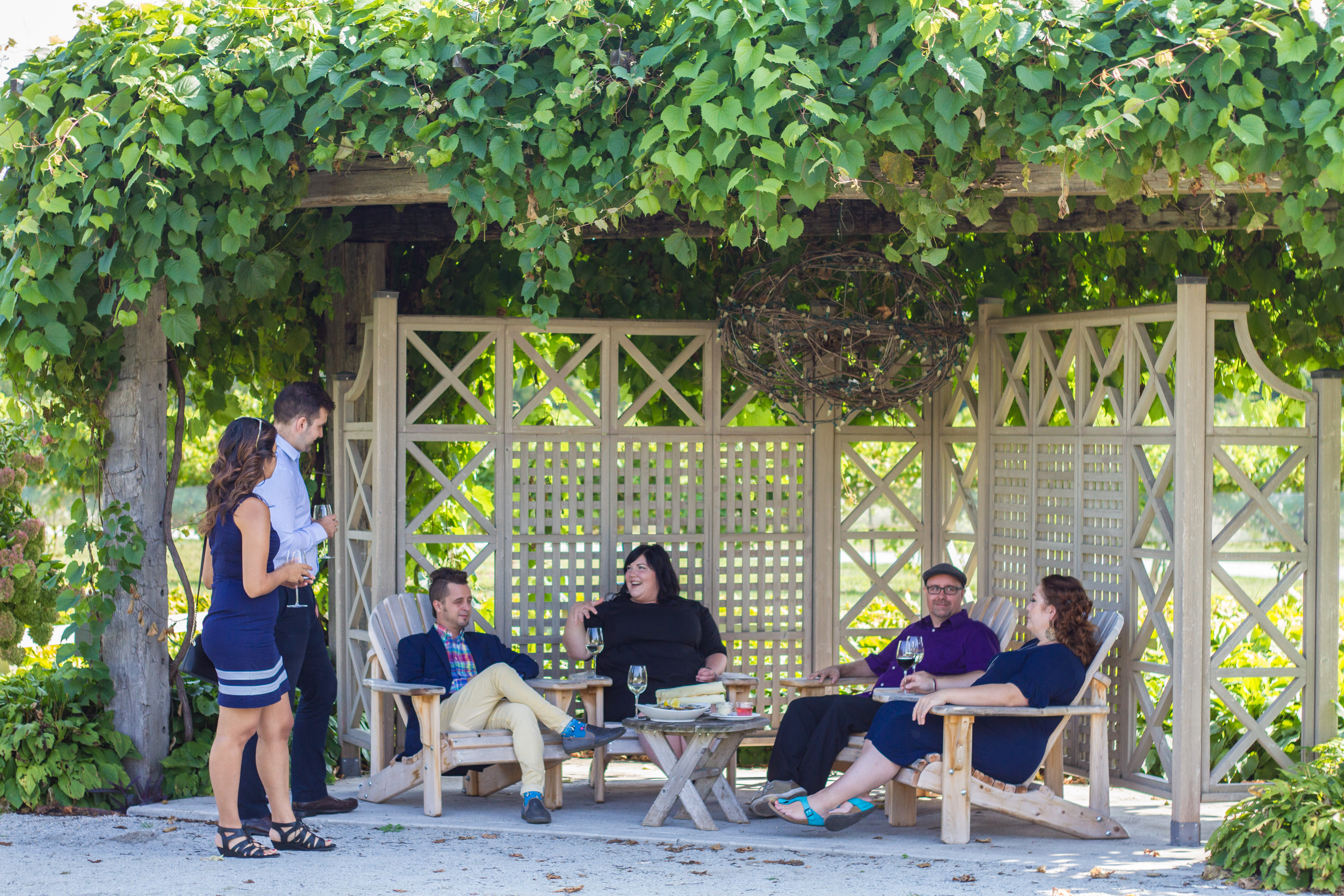 Group drinking wine at Oxley Estate Winery