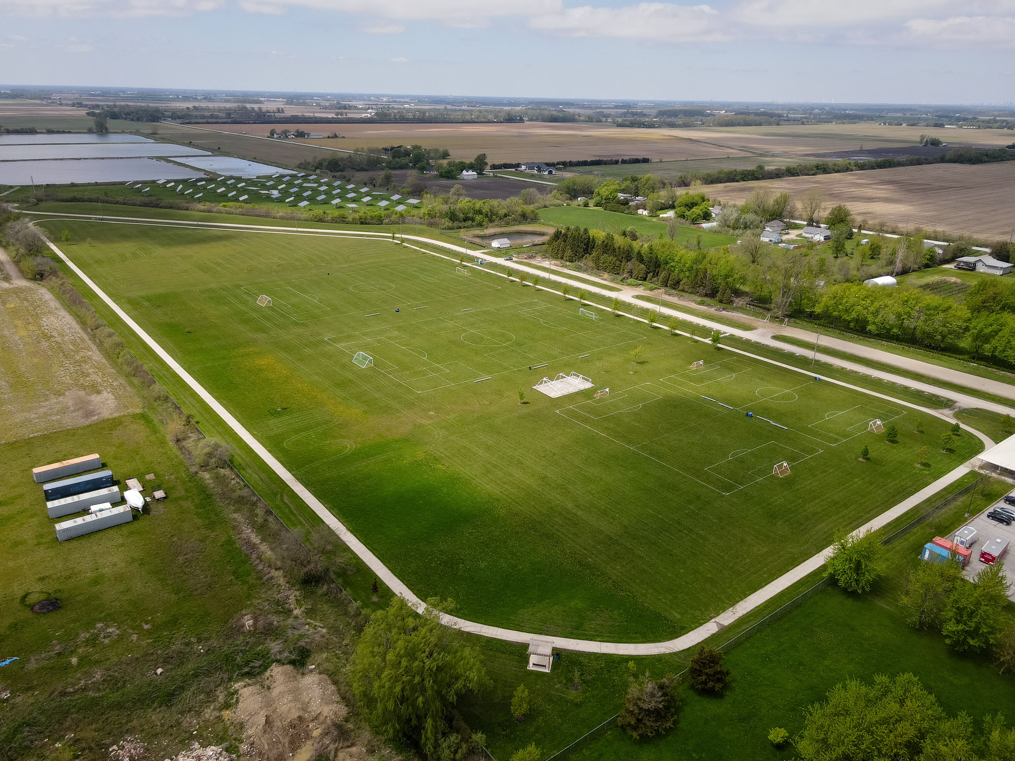 Aerial shot of Harrow Soccer Fields