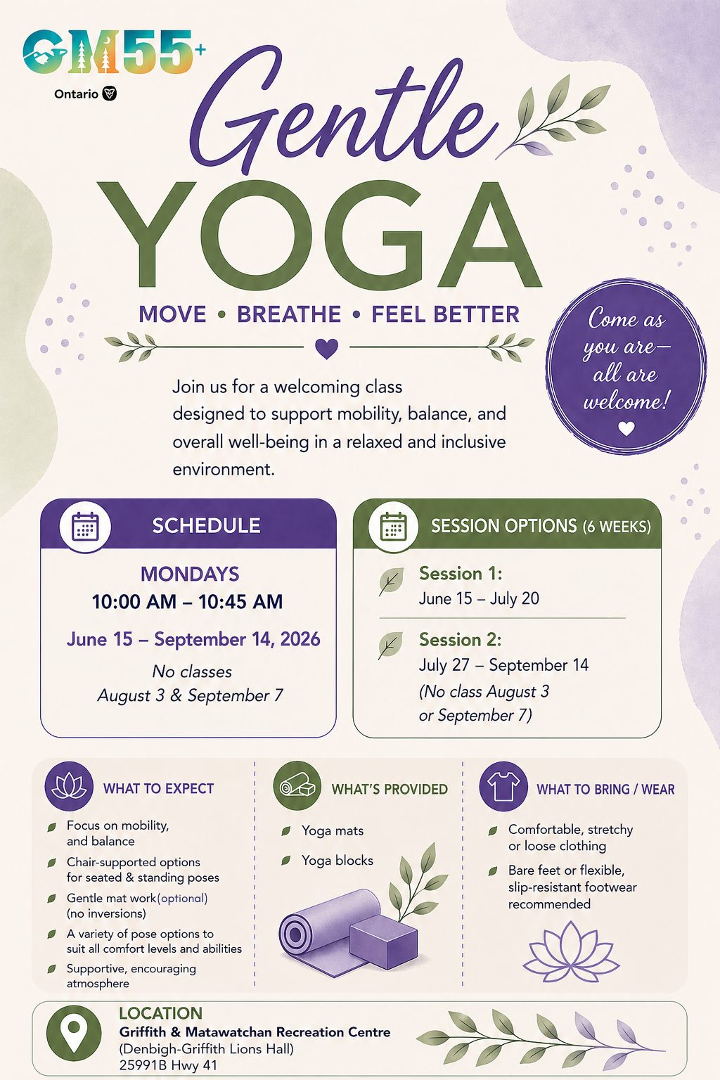 Gentle Yoga in Griffith content is in the text of the webpage