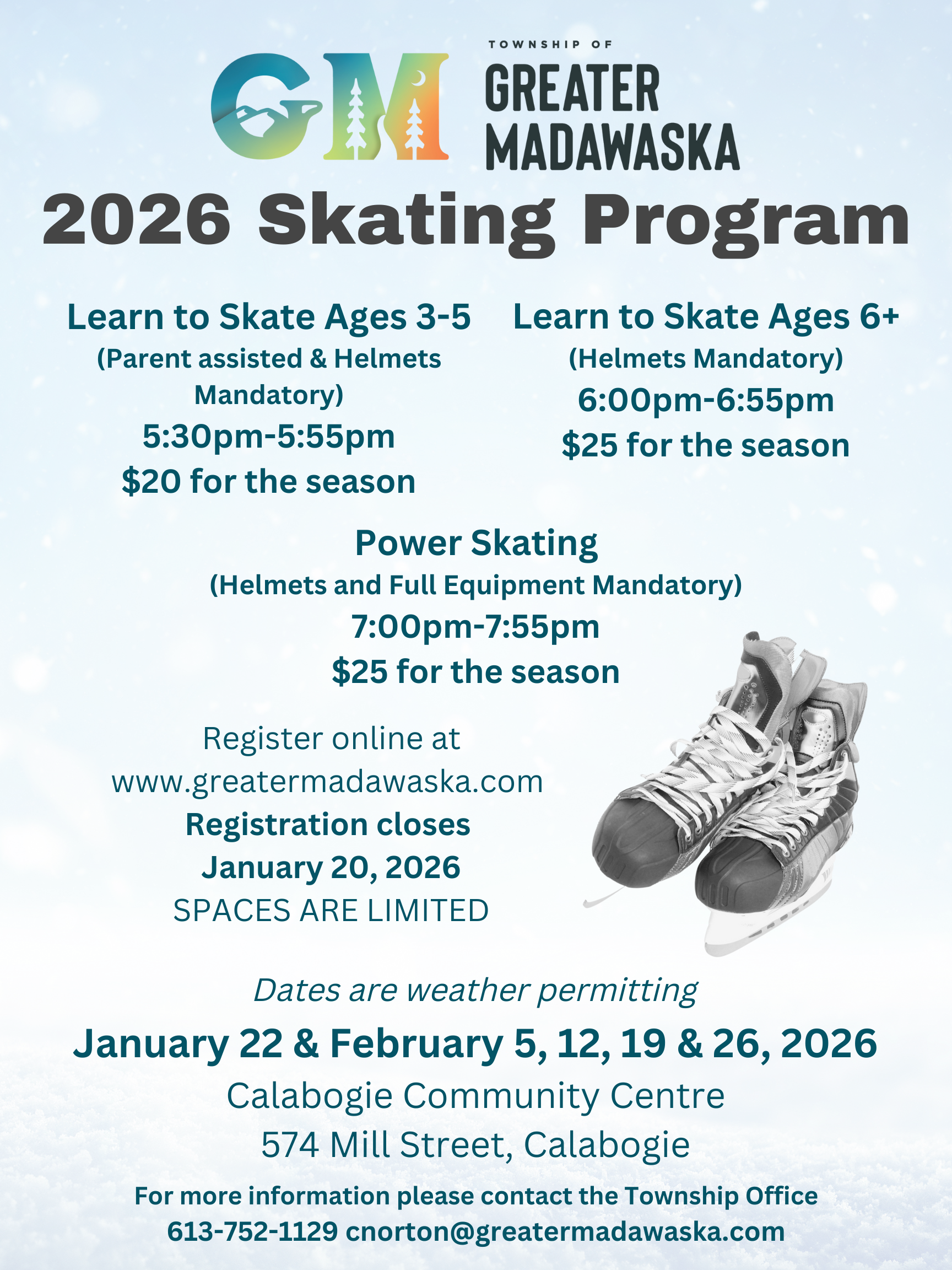 2026 Skating Program poster content is on webpage