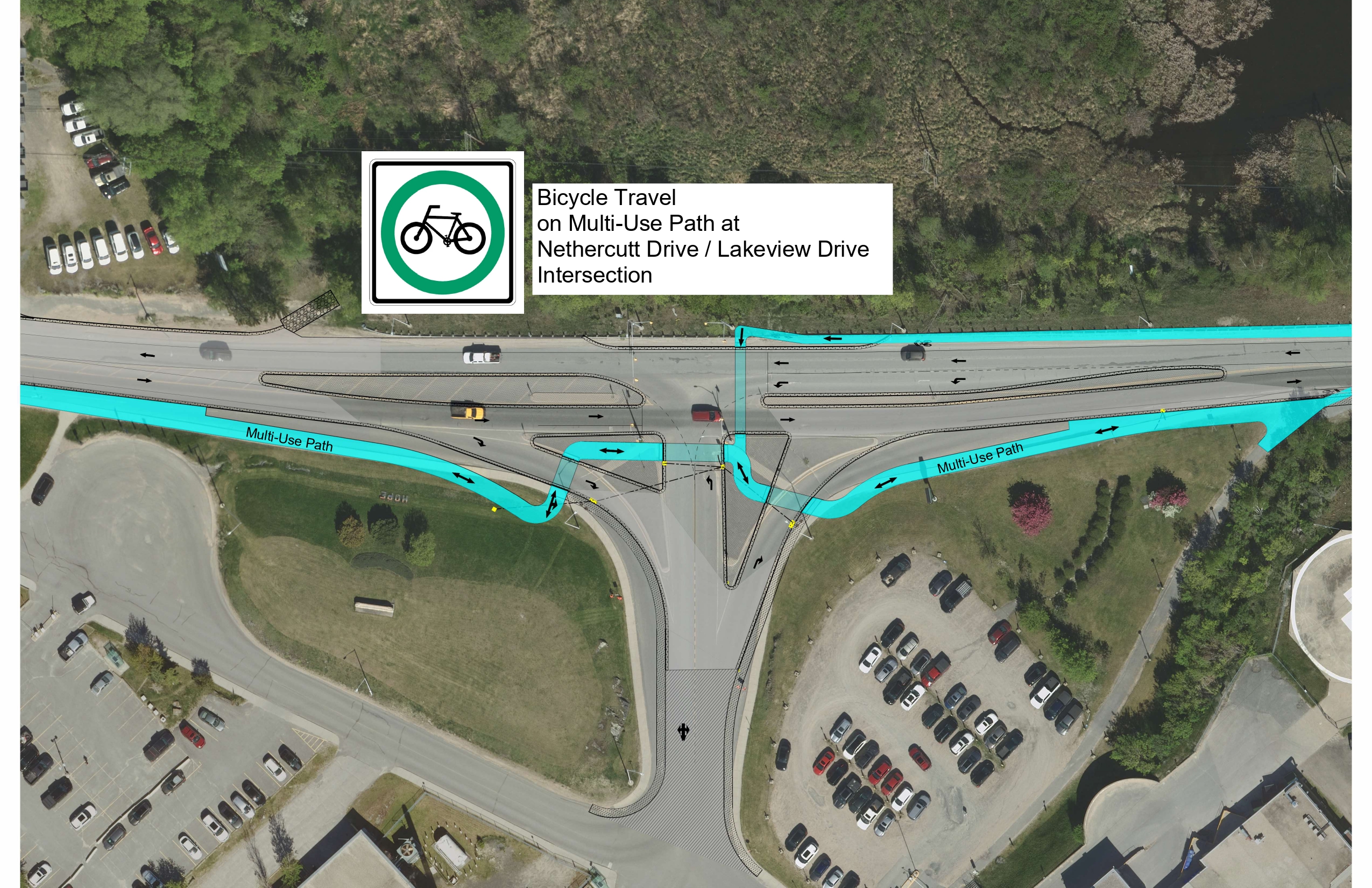 Nethercutt Drive Intersection Bicycle Travel on Multi-use Pathway