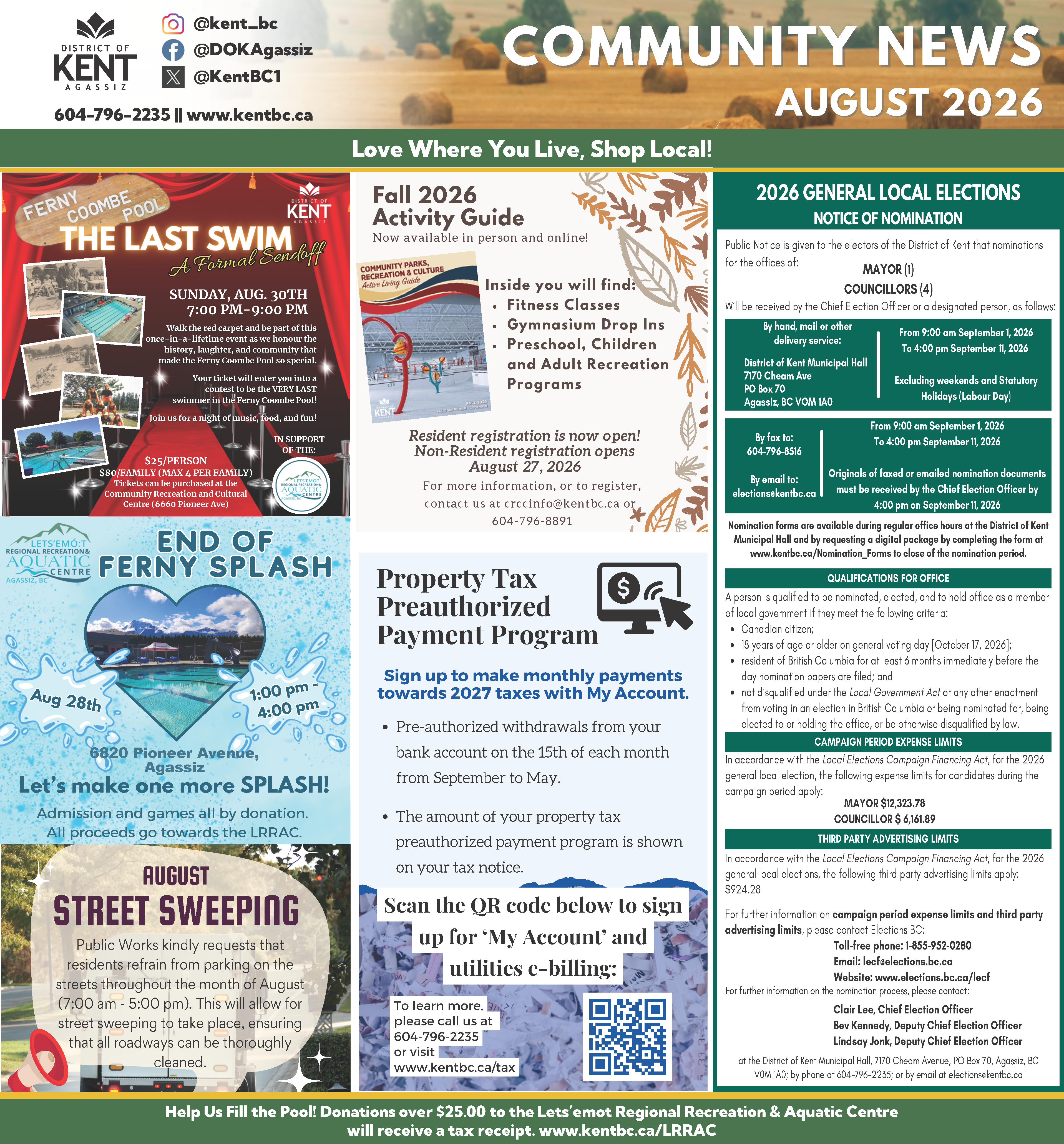 News page showing ads for community events and programs