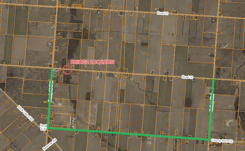 Detour for Road 10 Bridge Reconstruction between County Road 27 and Graham Sideroad.