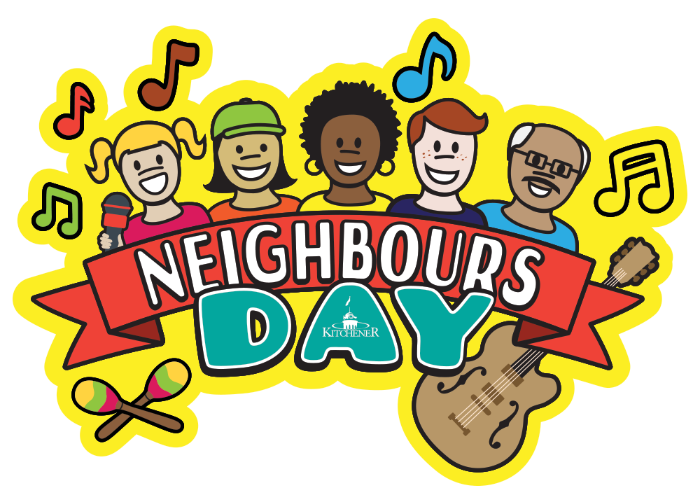 Group of people with text that says Neighbours Day