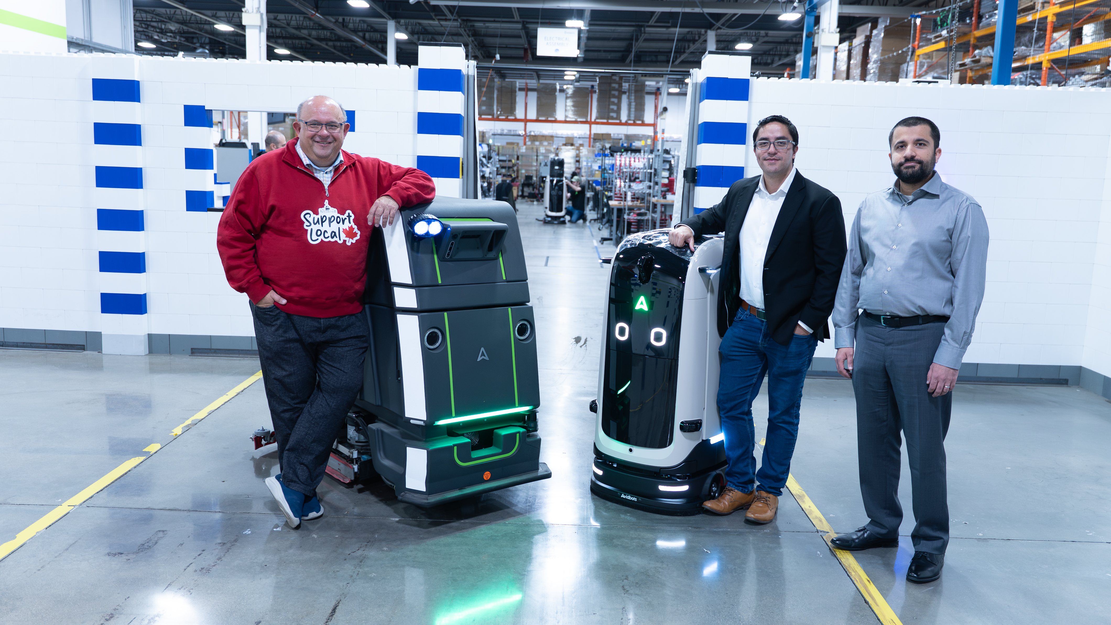 Mayor Vrbanovic with Avidbots cofounders Pablo Molina and Faizan Sheikh