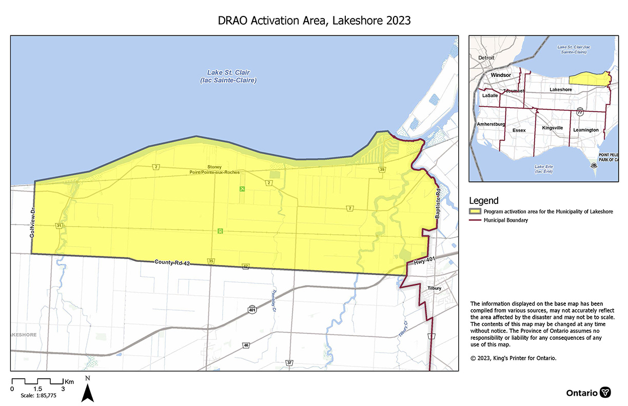Lakeshore activation map with Stoney Point/Point-aux-Roches and Lighthouse Cove highlighted.