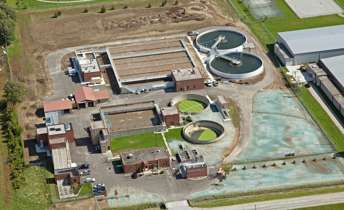 Aerial image of the Denis St. Pierre Water Pollution Treatment Plant