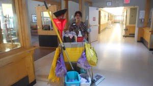 Staff cleaning building
