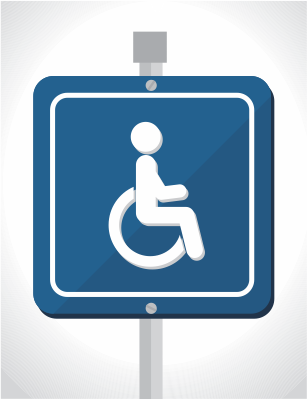 Accessibility sign for a wheel chair