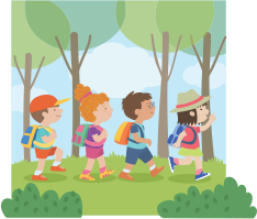 Image of children walking on a trail