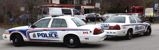 two police cruisers