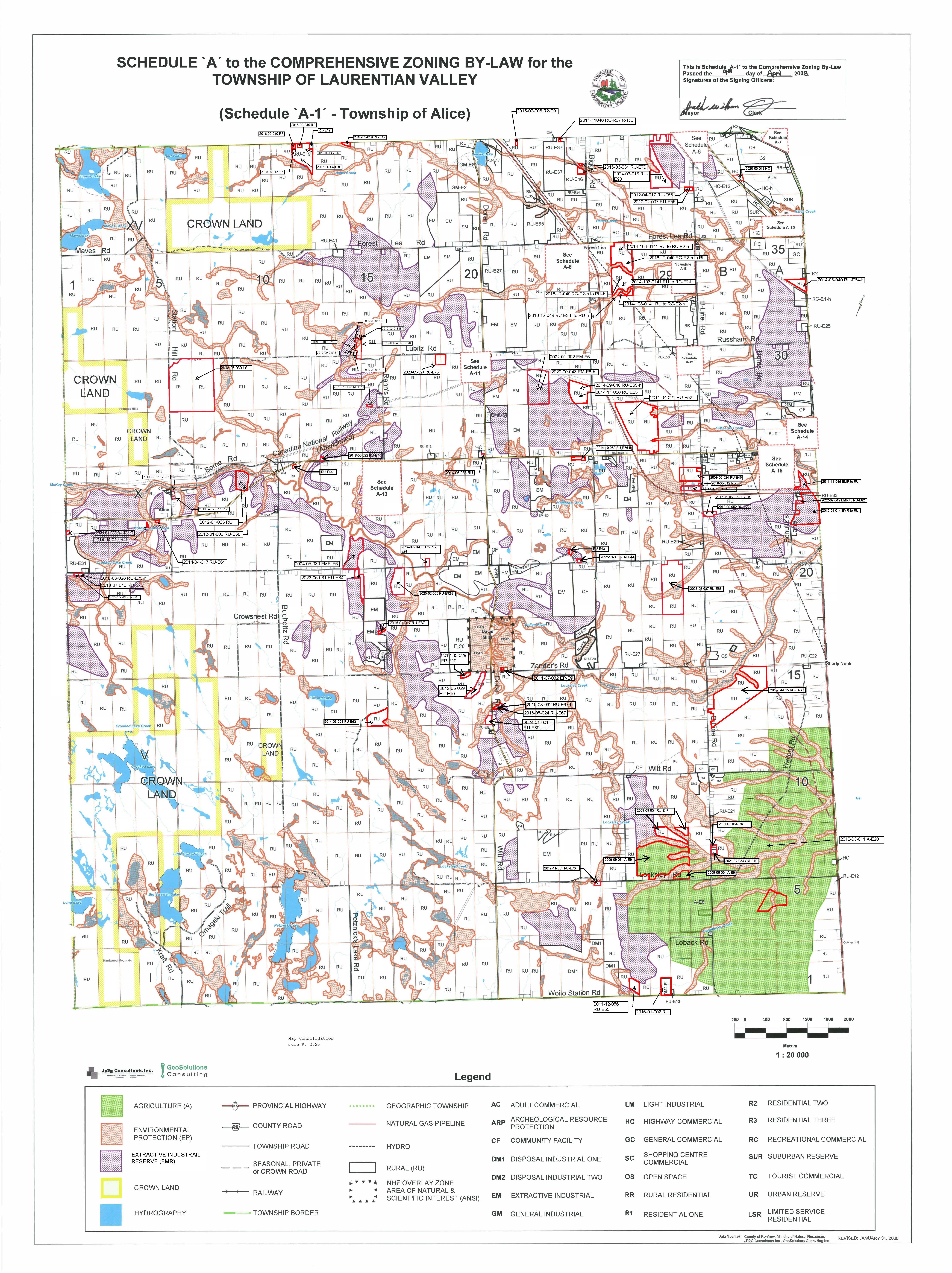 Schedule A to the comprehensive zoning by-law for the Township of Laurentian Valley - Township of Alice.