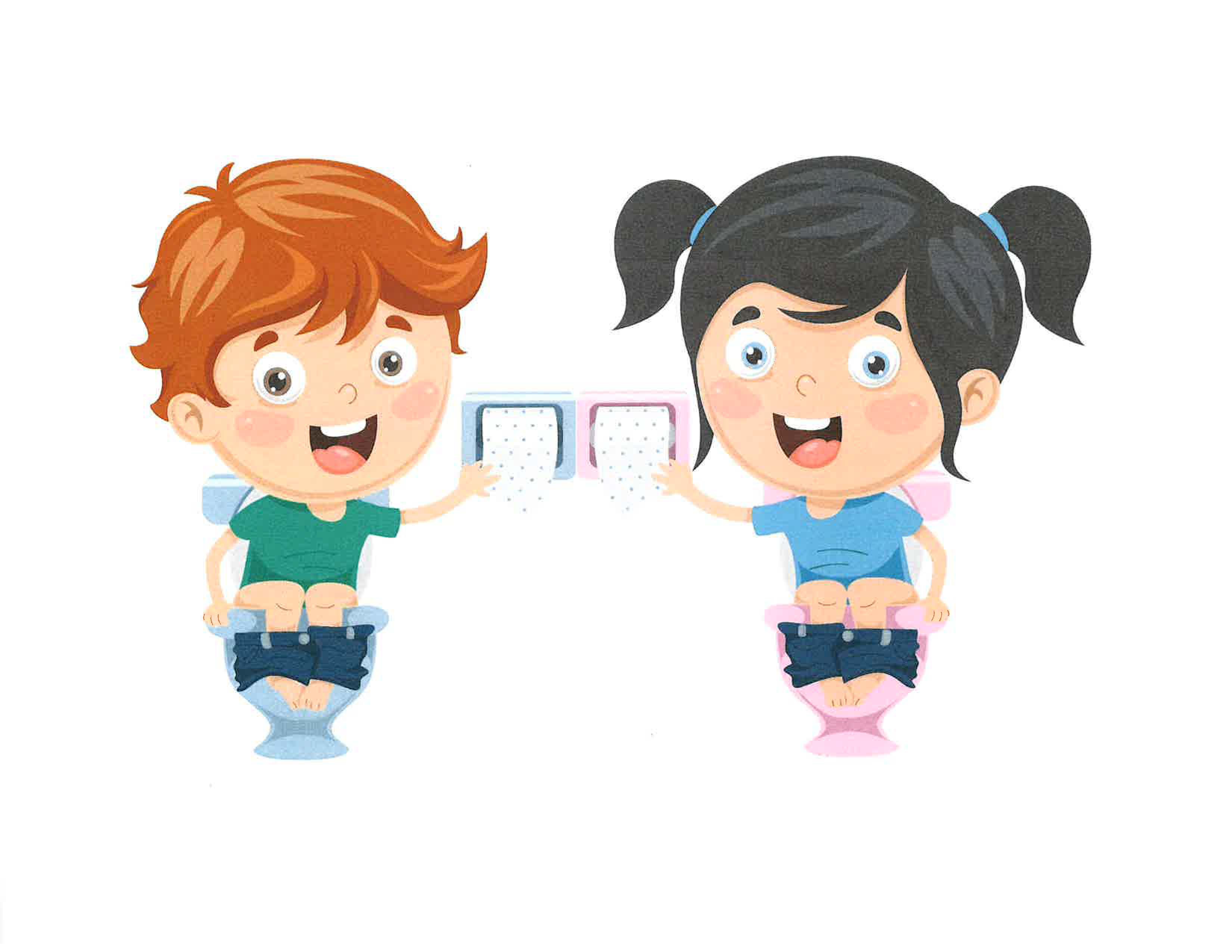 Picture of a boy and a girl going to the washroom