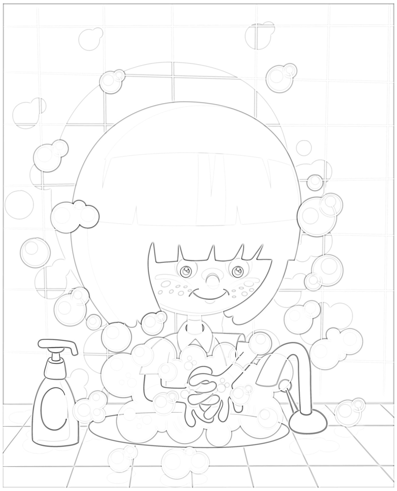 Picture of a girl washing her hands